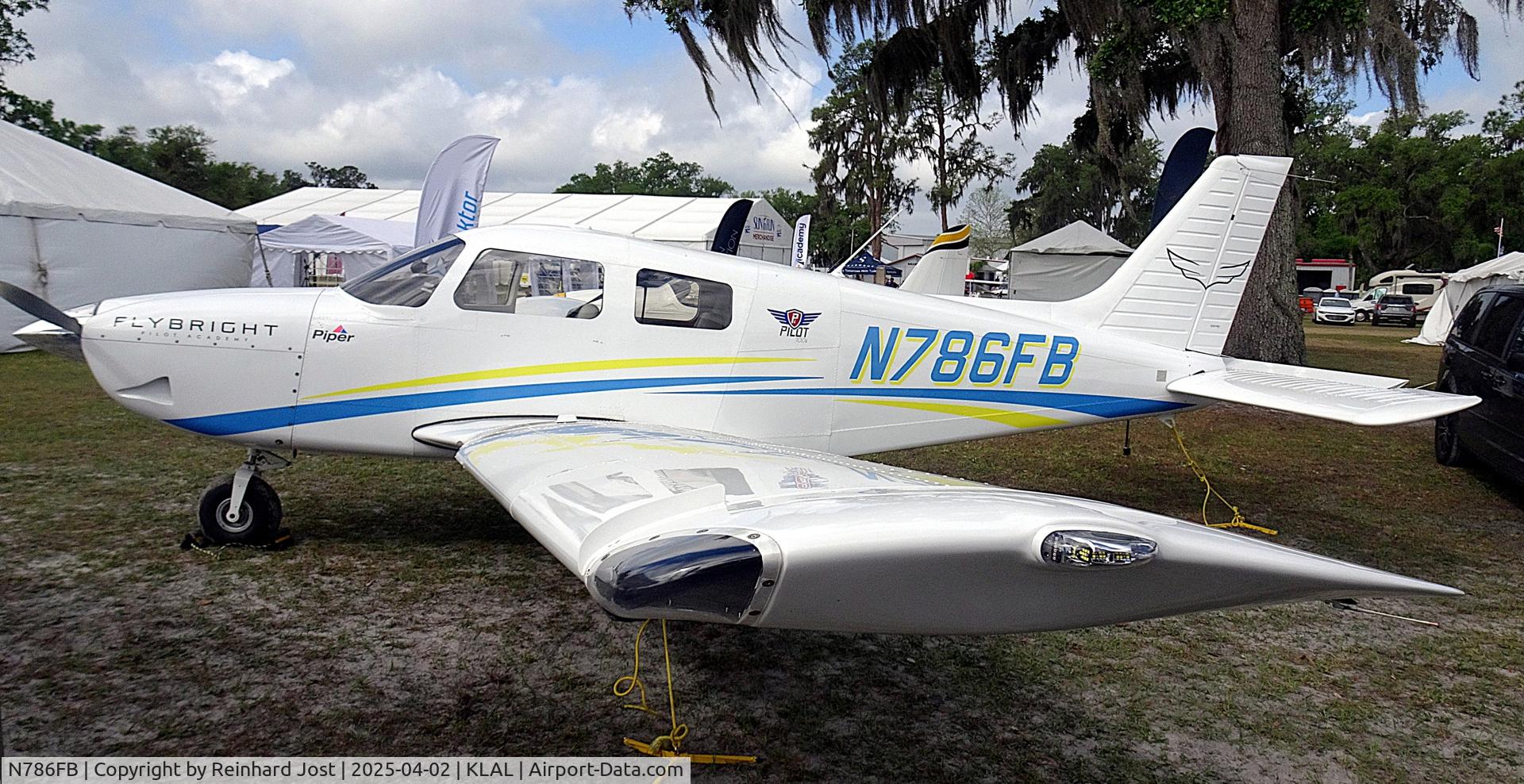 N786FB, 2024 Piper PA-28-181 Pilot 100i C/N 28020176, FlyBright Pilot Academy PA-28-181 N786FB on display at the Aerospace Expo during Sun n Fun 2025, Lakeland, FL
