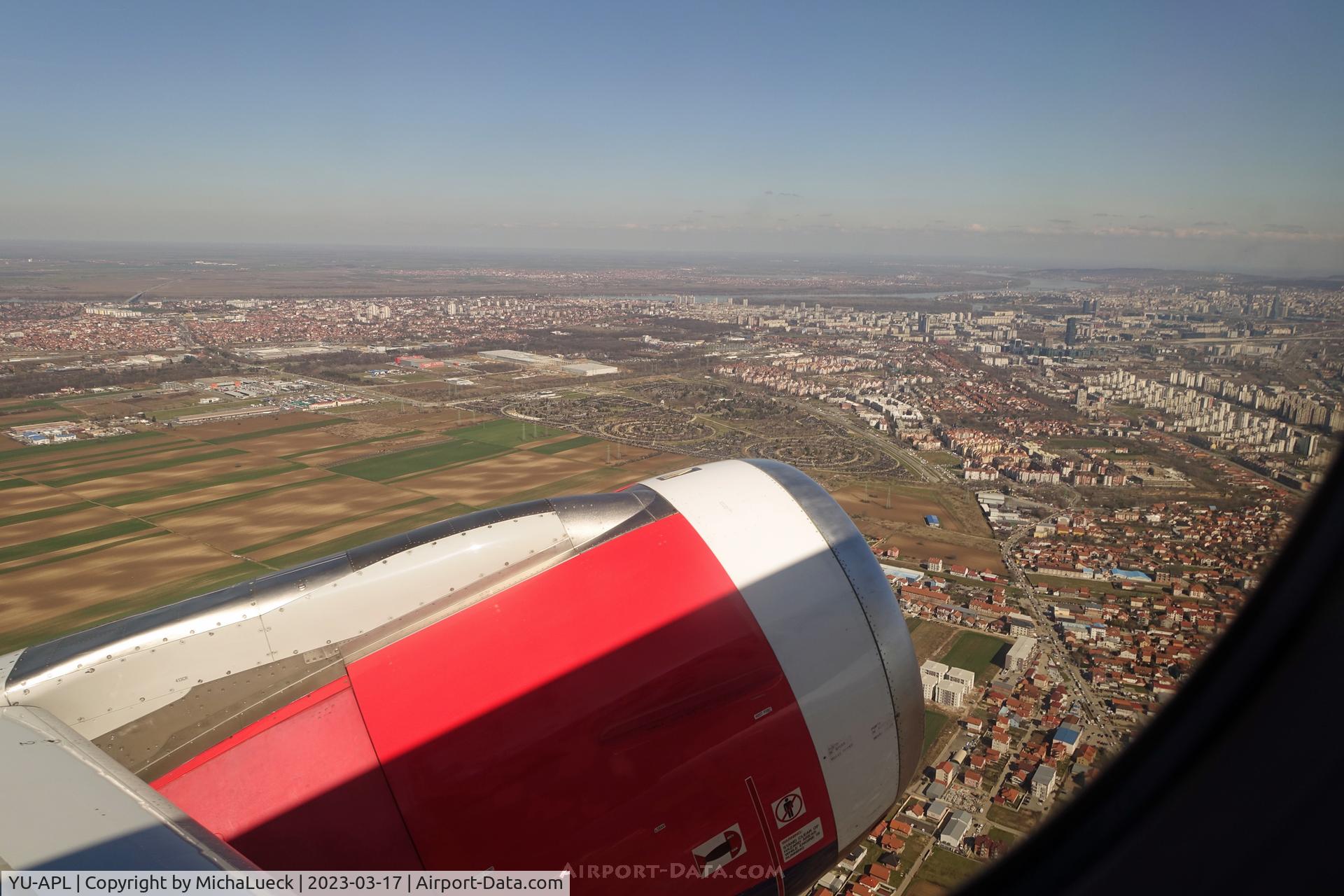 YU-APL, 2010 Airbus A319-132, c/n 4282, Climbing out of Belgrade (BEG-OTP)