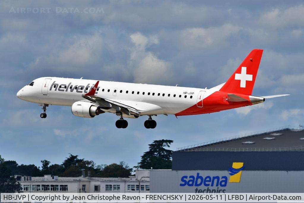 HB-JVP, 2010 Embraer 190LR (ERJ-190-100LR) C/N 19000387, Zurich (ZRH)	Bordeaux (BOD)	LX552