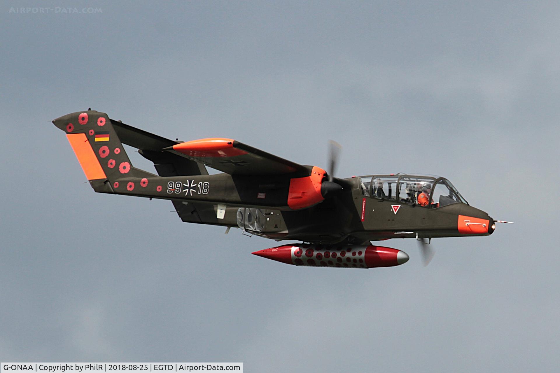 G-ONAA, 1971 North American OV-10B Bronco, c/n 338-3, 99+18 (G-NOAA) 1971 North American Rockwell OV-10 Bronco Wings & Wheels Dunsfold 15.08.18 (23).JPG