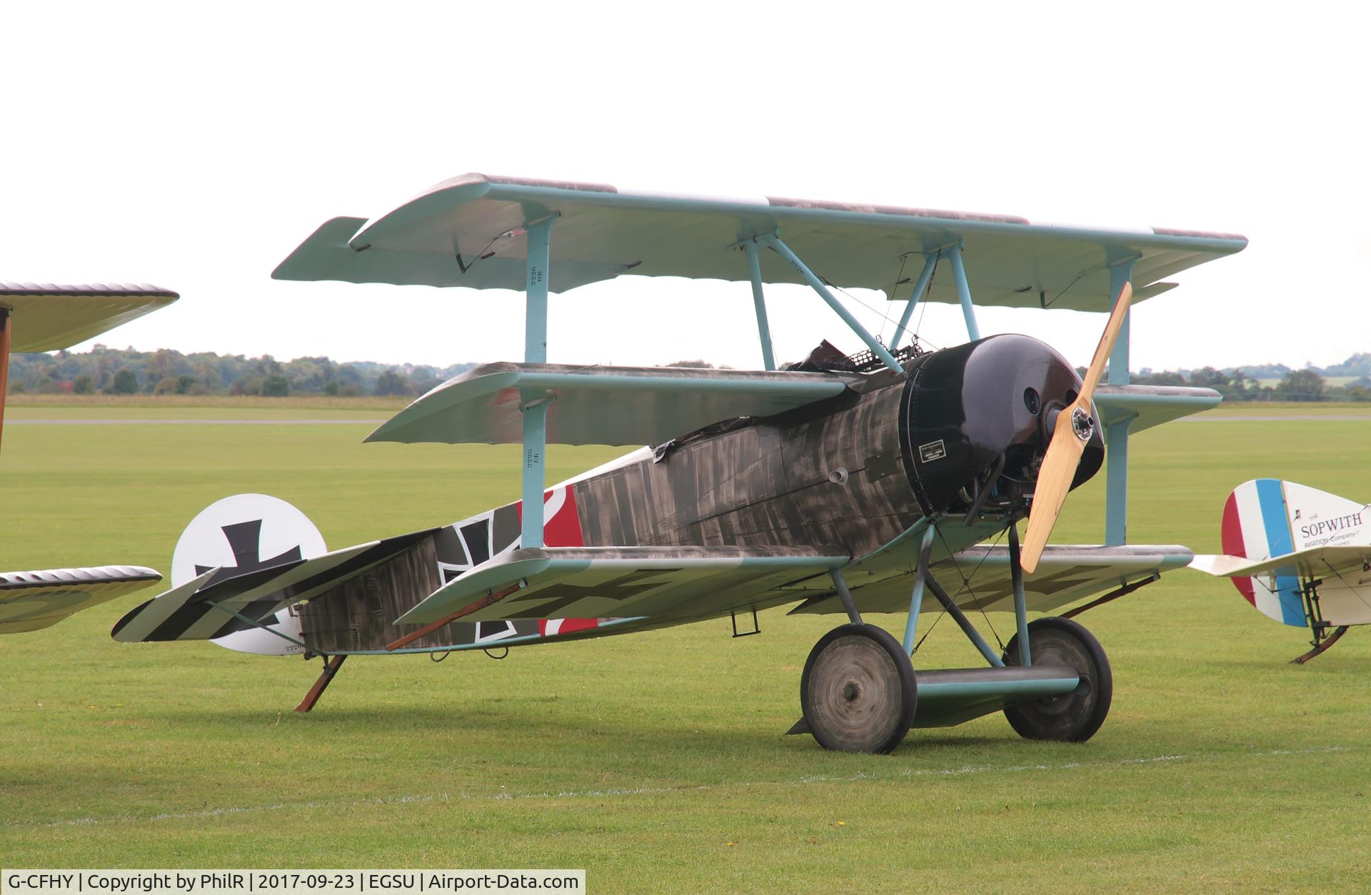 G-CFHY, 2010 Fokker Dr.1 Triplane Replica, c/n PFA 238-14408, G-CFHY 2010 Fokker DR 1 Replica BoB Air Show Duxford 23.09.17(9).JPG
