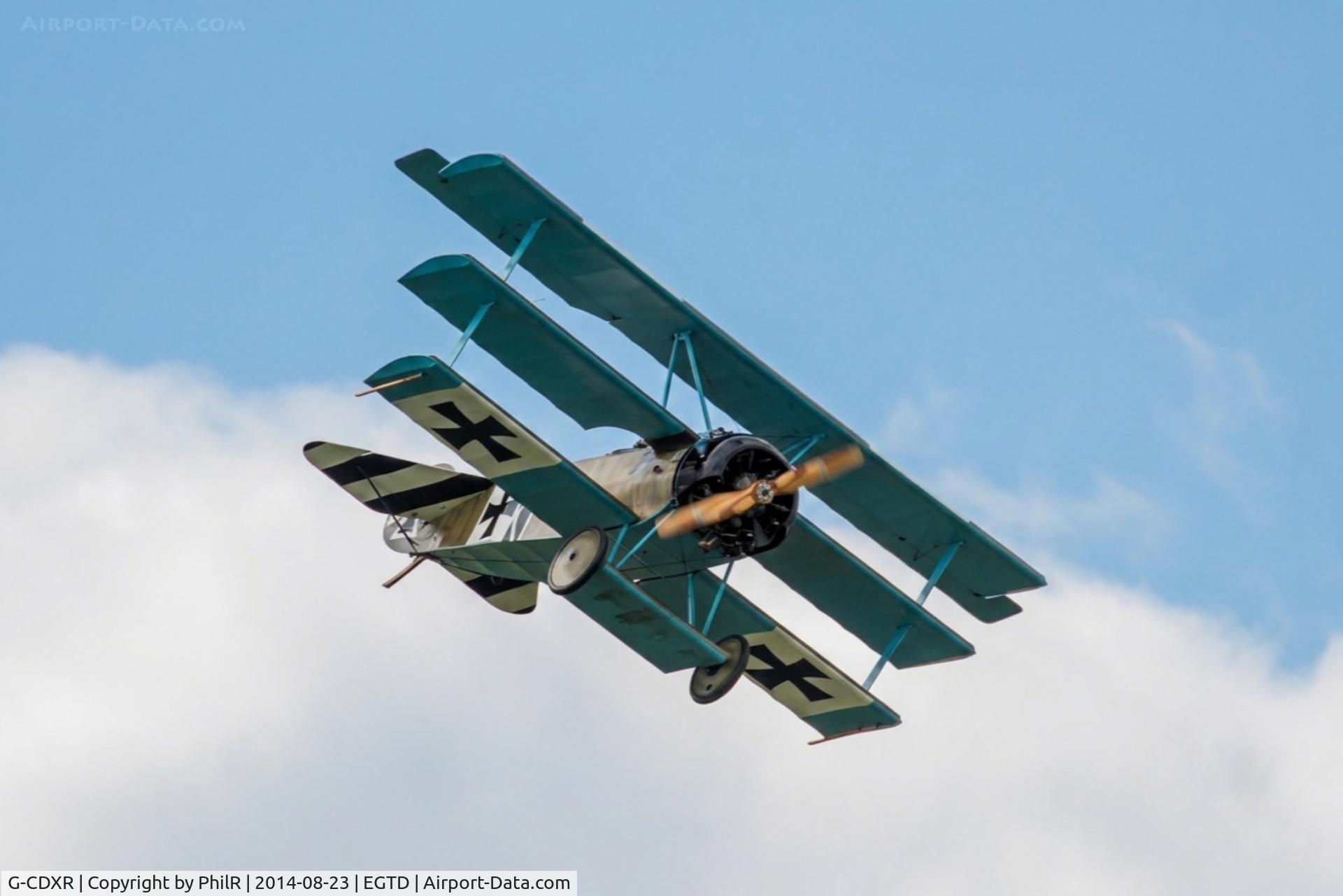 G-CDXR, 2006 Fokker Dr.1 Triplane Replica C/N PFA 238-14043, G-CDXR Fokker Triplane replica Wings & Wheels Dunsfold 
