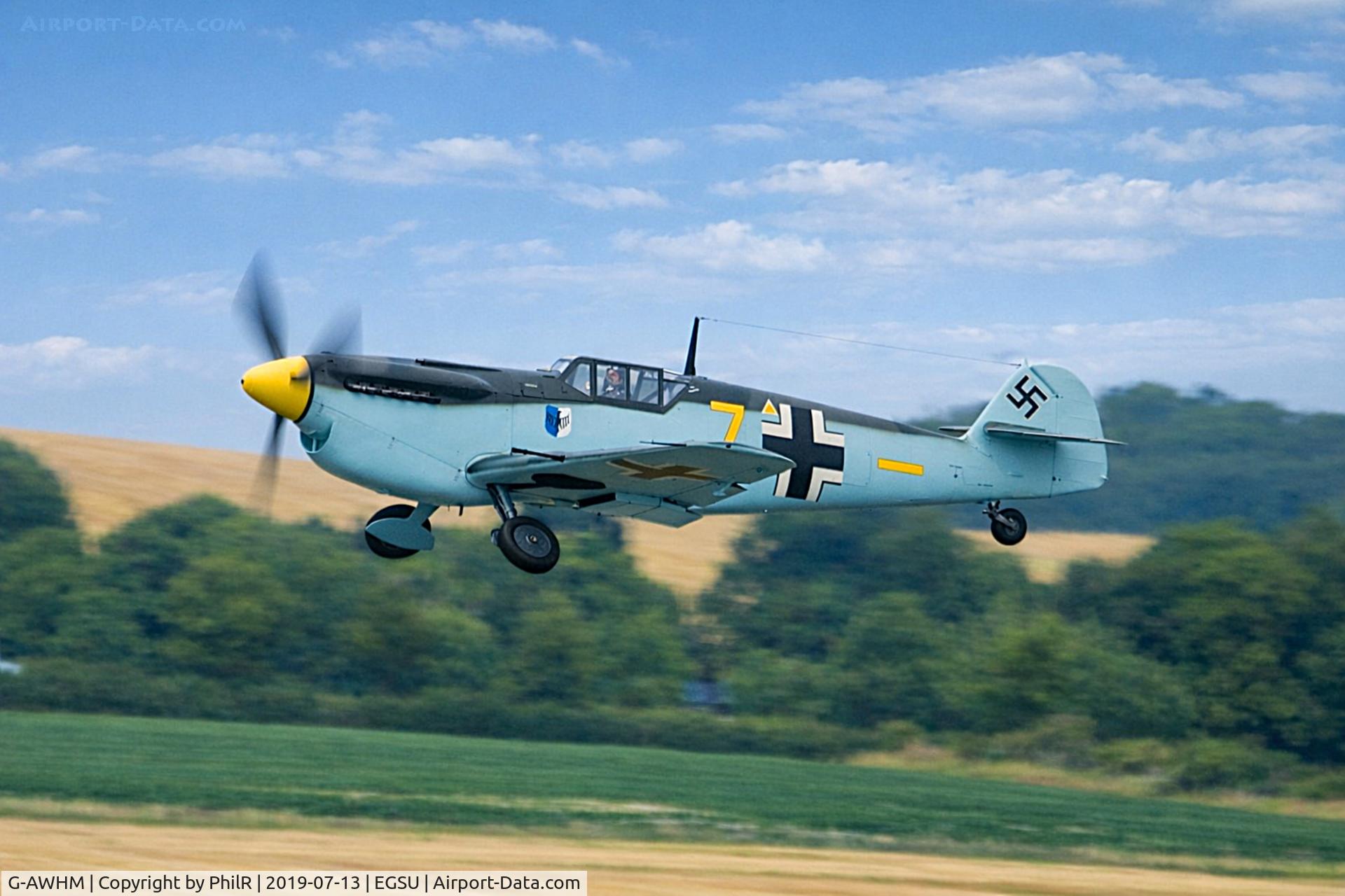 G-AWHM, 1958 Hispano HA-1112-M1L Buchon, c/n 187, G-AWHM (C4K-99) 'Yellow 7' 1958 HA1112 M1L Bouchon Duxford 
