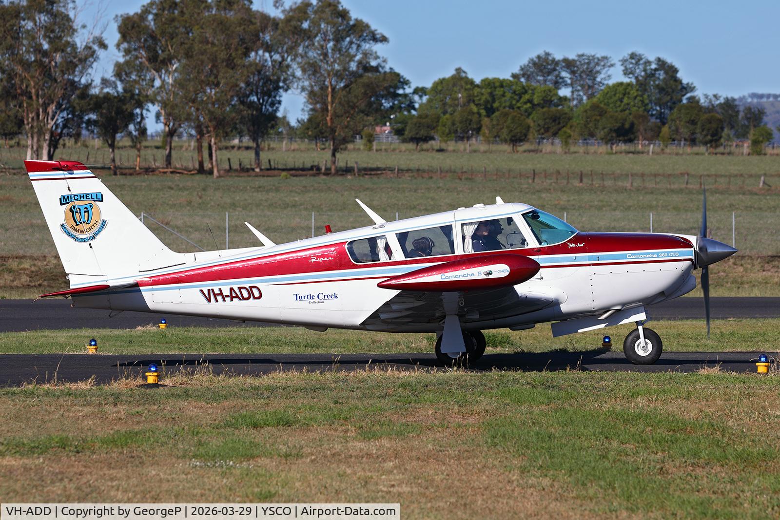 VH-ADD, 1966 Piper PA-24-260 Comanche B, c/n 24-4401, Warbirds Over Scone 2026.