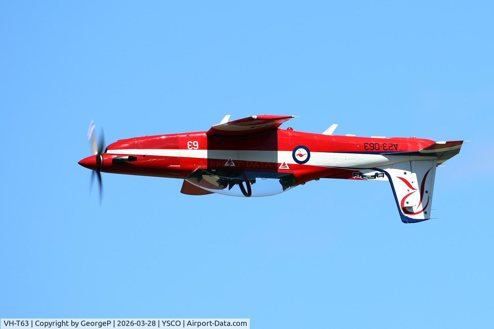 VH-T63, HAWKER DE HAVILLAND LIMITED PC-9/A, c/n 563, Warbirds Over Scone 2026.