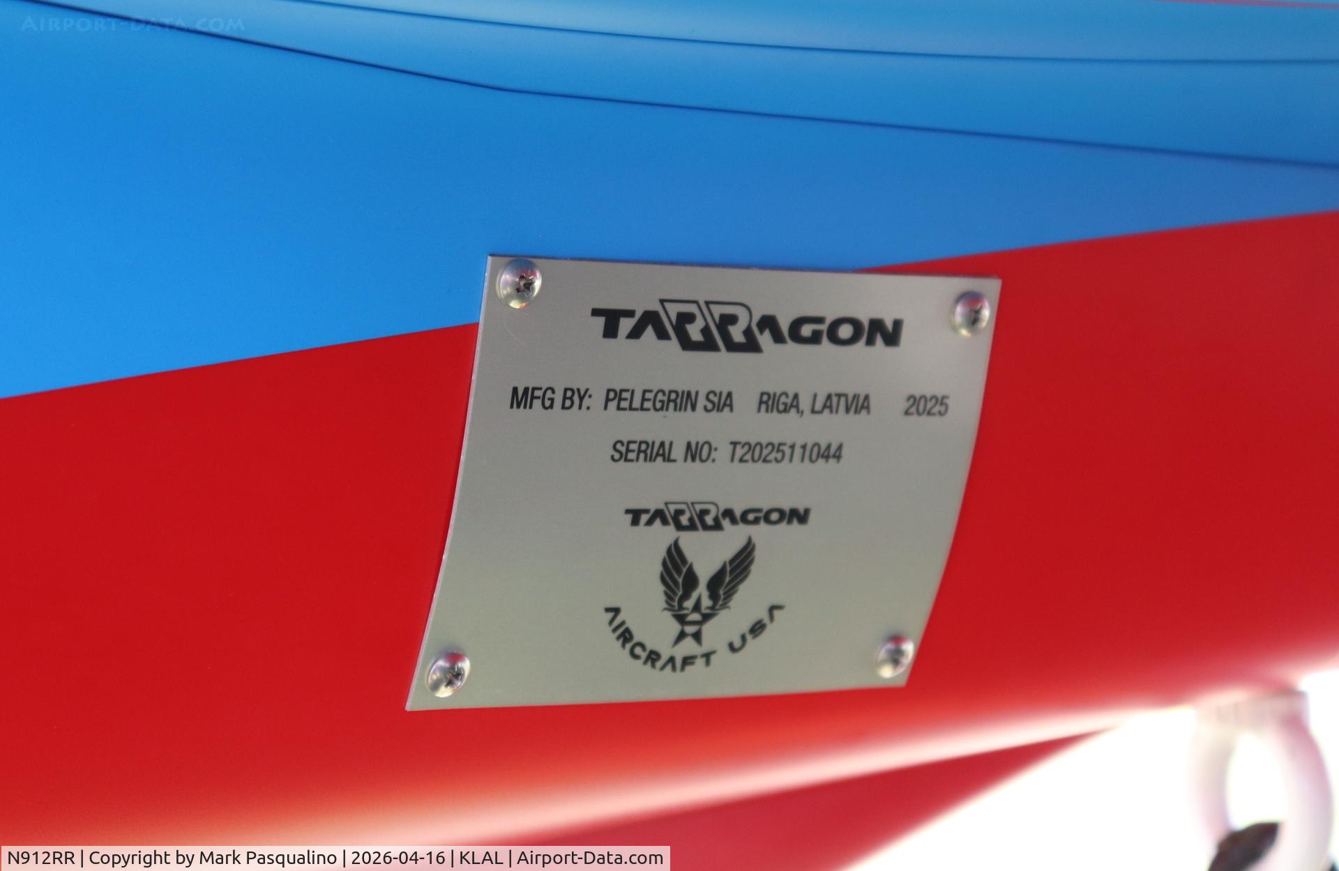 N912RR, 2025 Pelegrin Tarragon, c/n T202511044, Pelegrin Tarragon