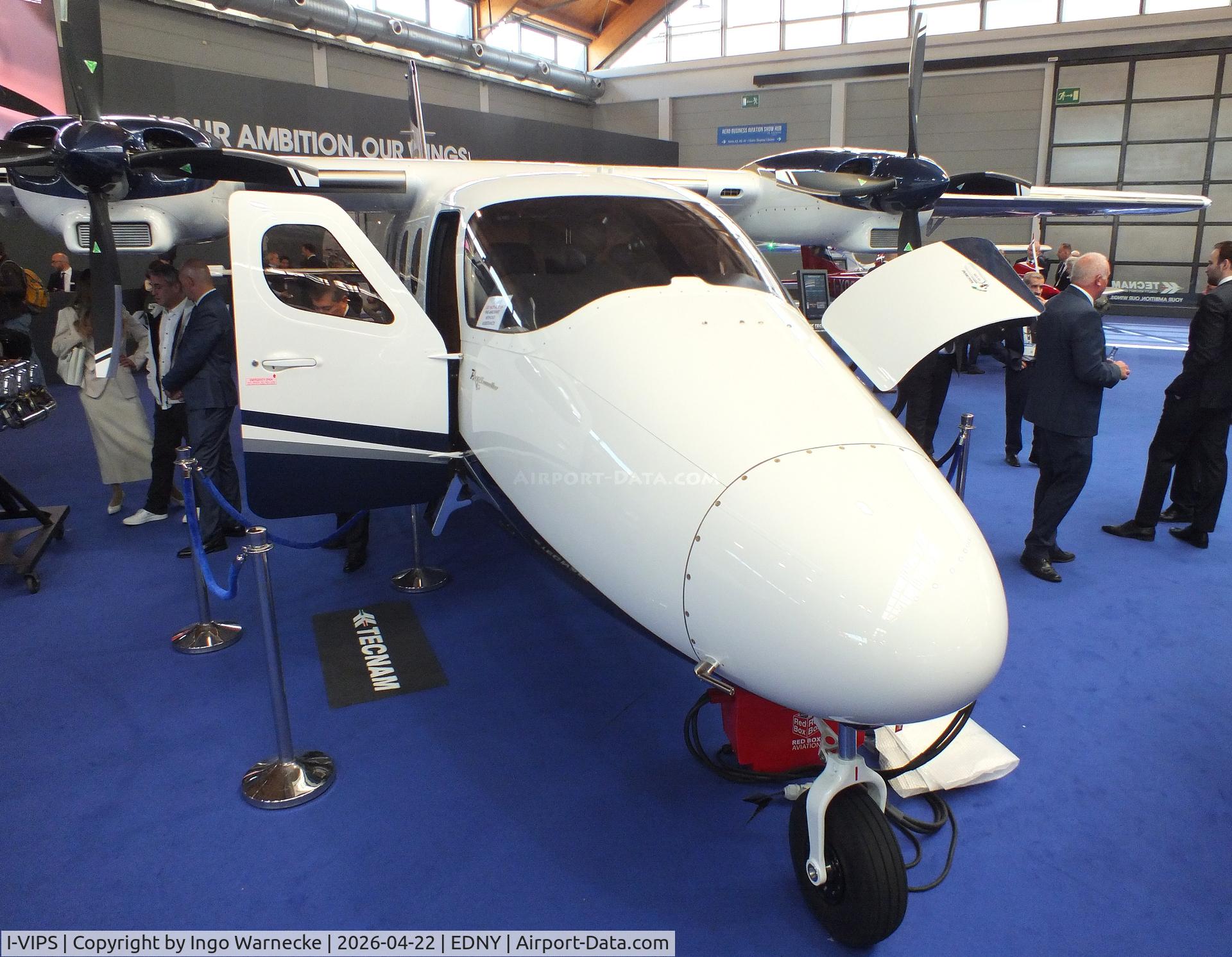 I-VIPS, Tecnam P-2012 VIP, Tecnam P2012 VIP (a plate on the port lower tail says "I-PDVG") at the AERO 2026, Friedrichshafen