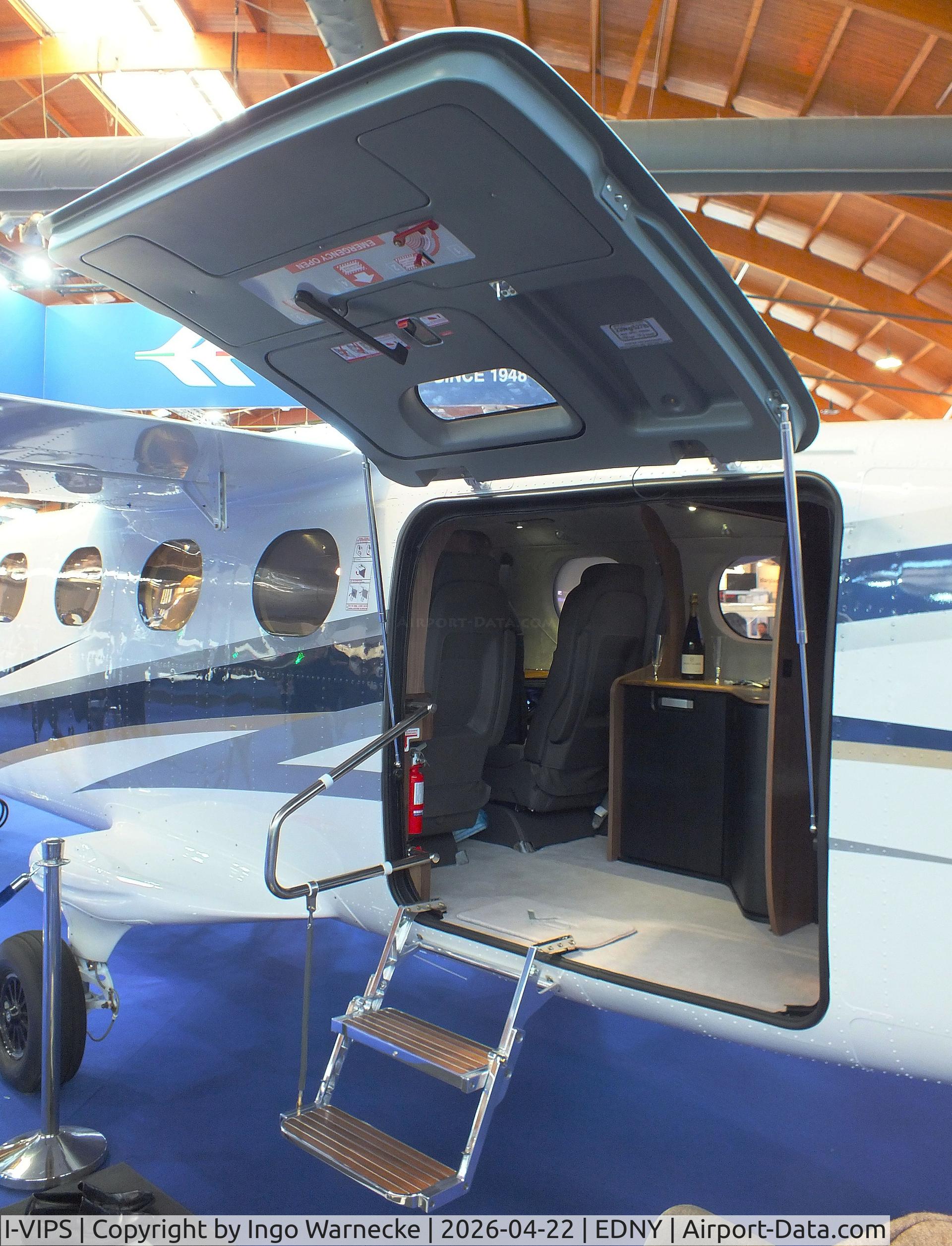 I-VIPS, Tecnam P-2012 VIP, Tecnam P2012 VIP (a plate on the port lower tail says "I-PDVG") at the AERO 2026, Friedrichshafen