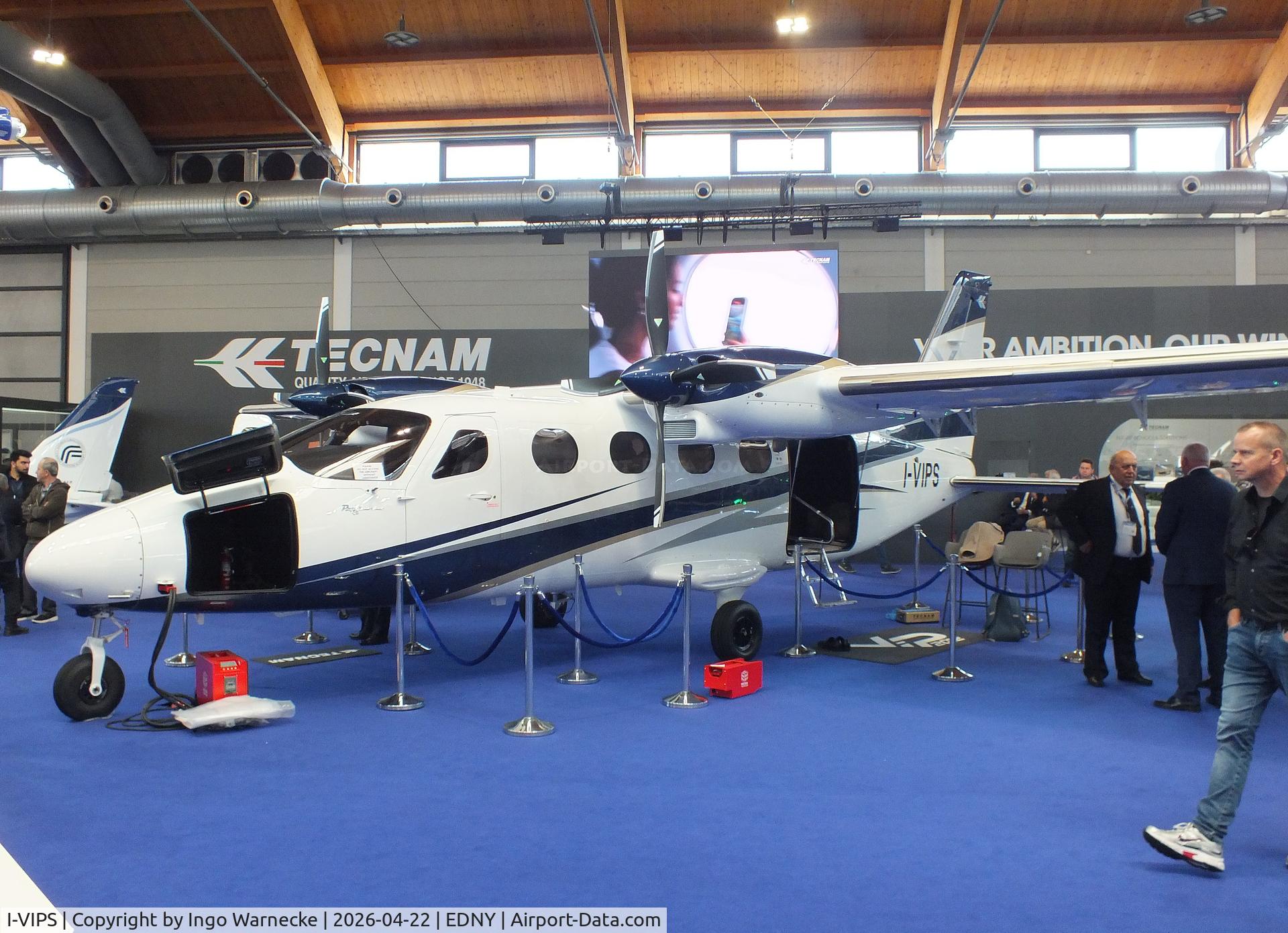 I-VIPS, Tecnam P-2012 VIP, Tecnam P2012 VIP (a plate on the port lower tail says "I-PDVG") at the AERO 2026, Friedrichshafen