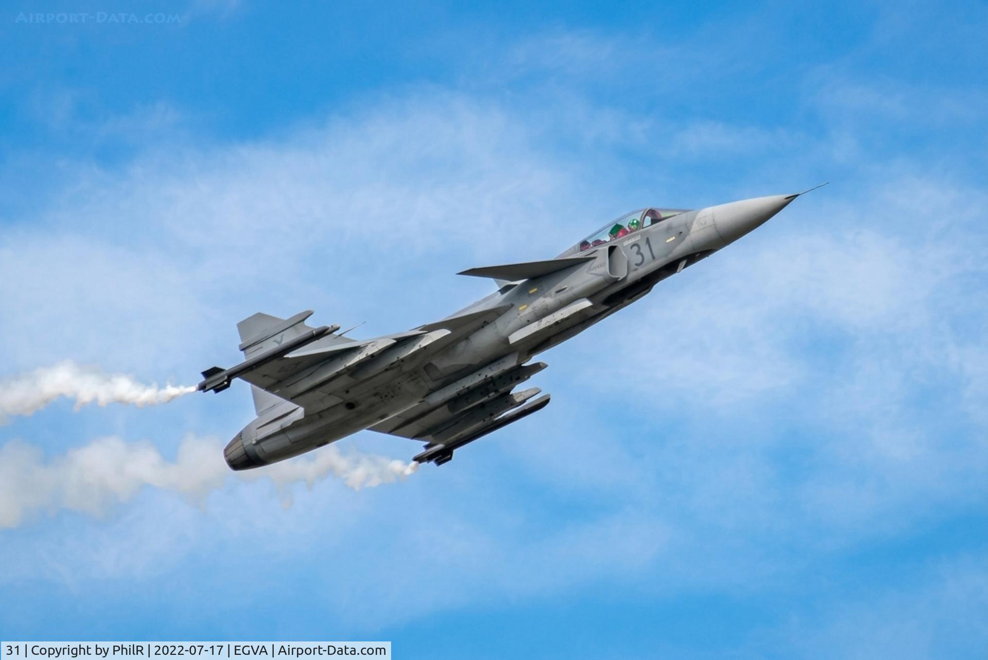 31, Mikoyan-Gurevich MiG-21PFM, c/n 940ML-04, 31 SAAB JAS-39C Gripen Hungarian Air Force RIAT RAF Fairford 
