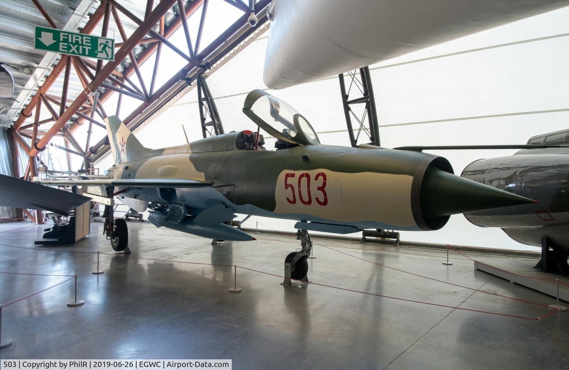 503, 1966 Mikoyan-Gurevich MiG-21PF, c/n 760503, 503 (G-BRAM) 1966 MiG-21PF Hungarian AF Cosford 
