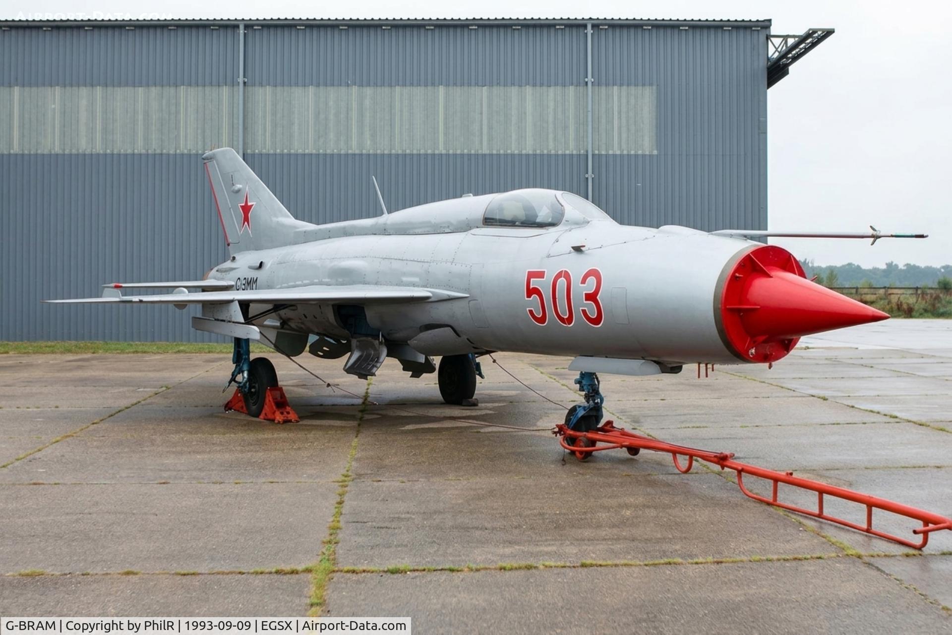 G-BRAM, 1966 Mikoyan-Gurevich MiG-21PF, c/n 760503, 503 (G-BRAM) 1966 Mig-21PF HungarianAF North Weald 
