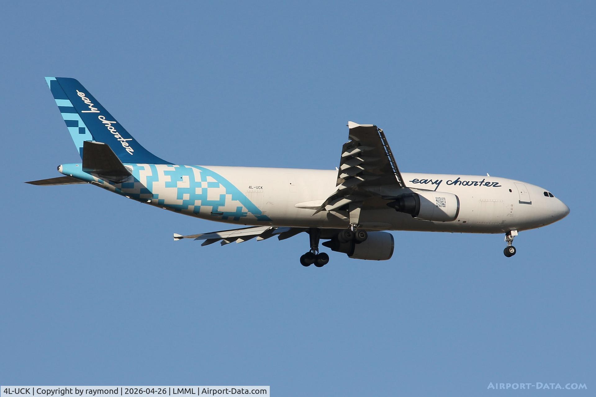 4L-UCK, 1989 Airbus A300F4-605R, c/n 521, Airbus A300F4-605R reg 4L-UCK of Easy Charter on long finals for RW13 Malta.