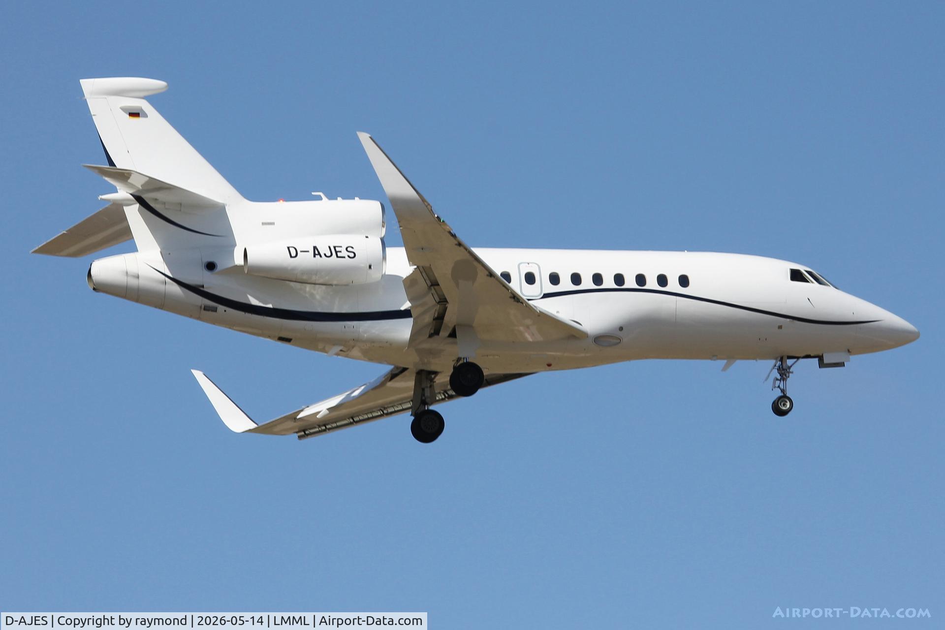 D-AJES, 2025 DASSAULT AVIATION Falcon 900, c/n 336, Dassault Falcon 900 reg D-AJES of Luminair landing in Malta RW31.