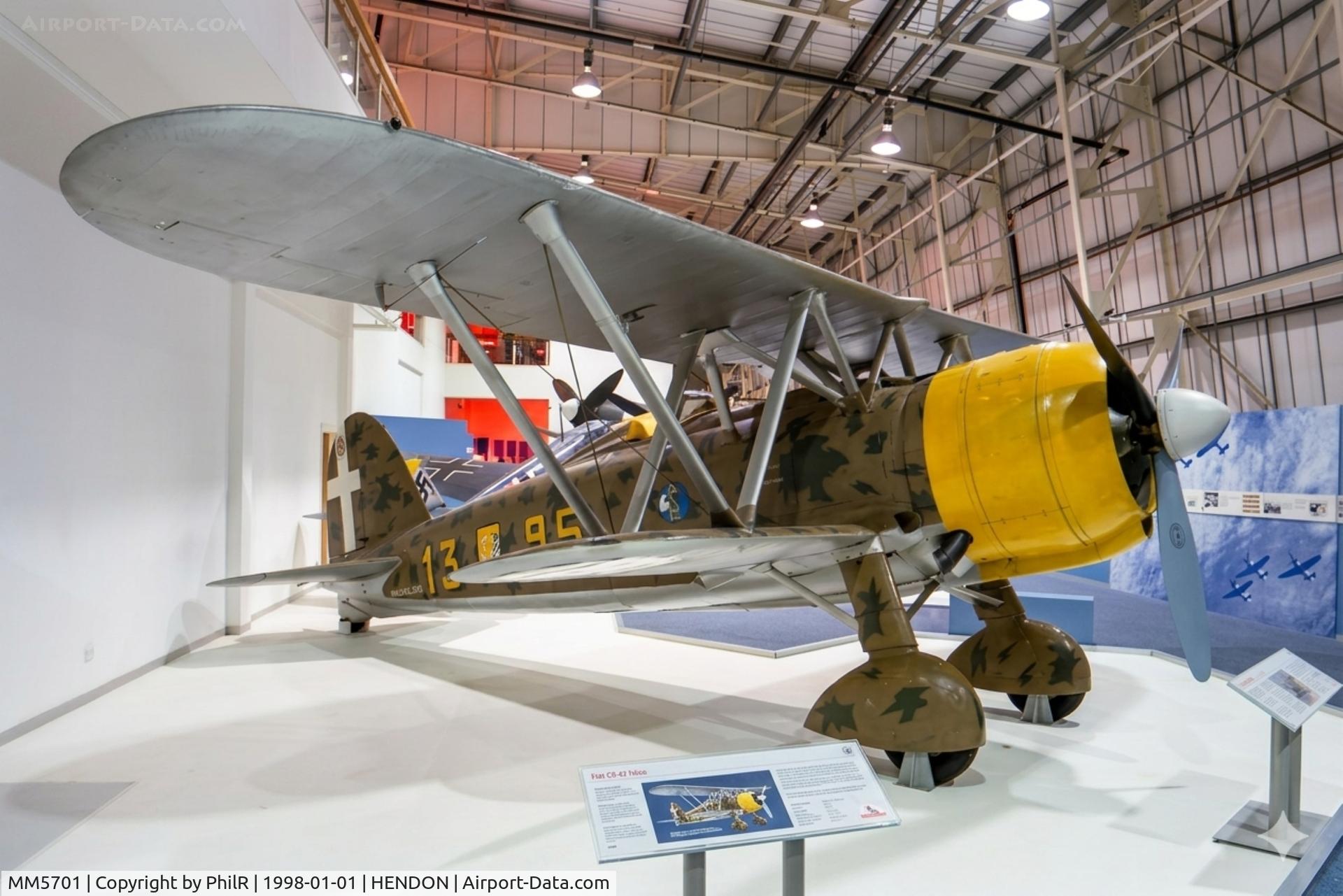 MM5701, Fiat CR.42 Falco, c/n Not found MM5701, MM5701 1940 Fiat CR42 Falco ItalianAF RAF Museum Hendon
