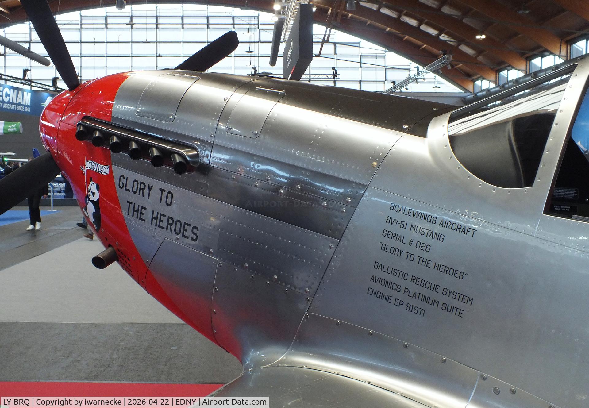 LY-BRQ, 2025 ScaleWings SW-51 Mustang, c/n SW-51-026, ScaleWings SW-51 Mustang 70%-scale replica at the AERO 2026, Friedrichshafen