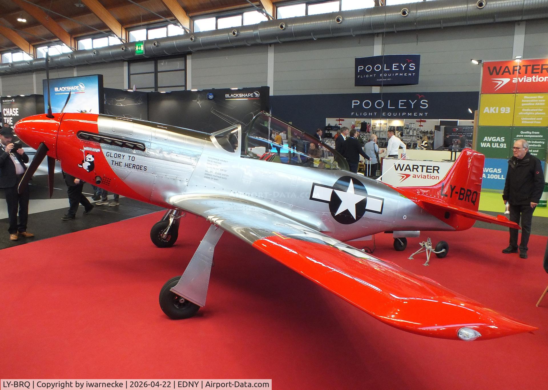 LY-BRQ, 2025 ScaleWings SW-51 Mustang, c/n SW-51-026, ScaleWings SW-51 Mustang 70%-scale replica at the AERO 2026, Friedrichshafen