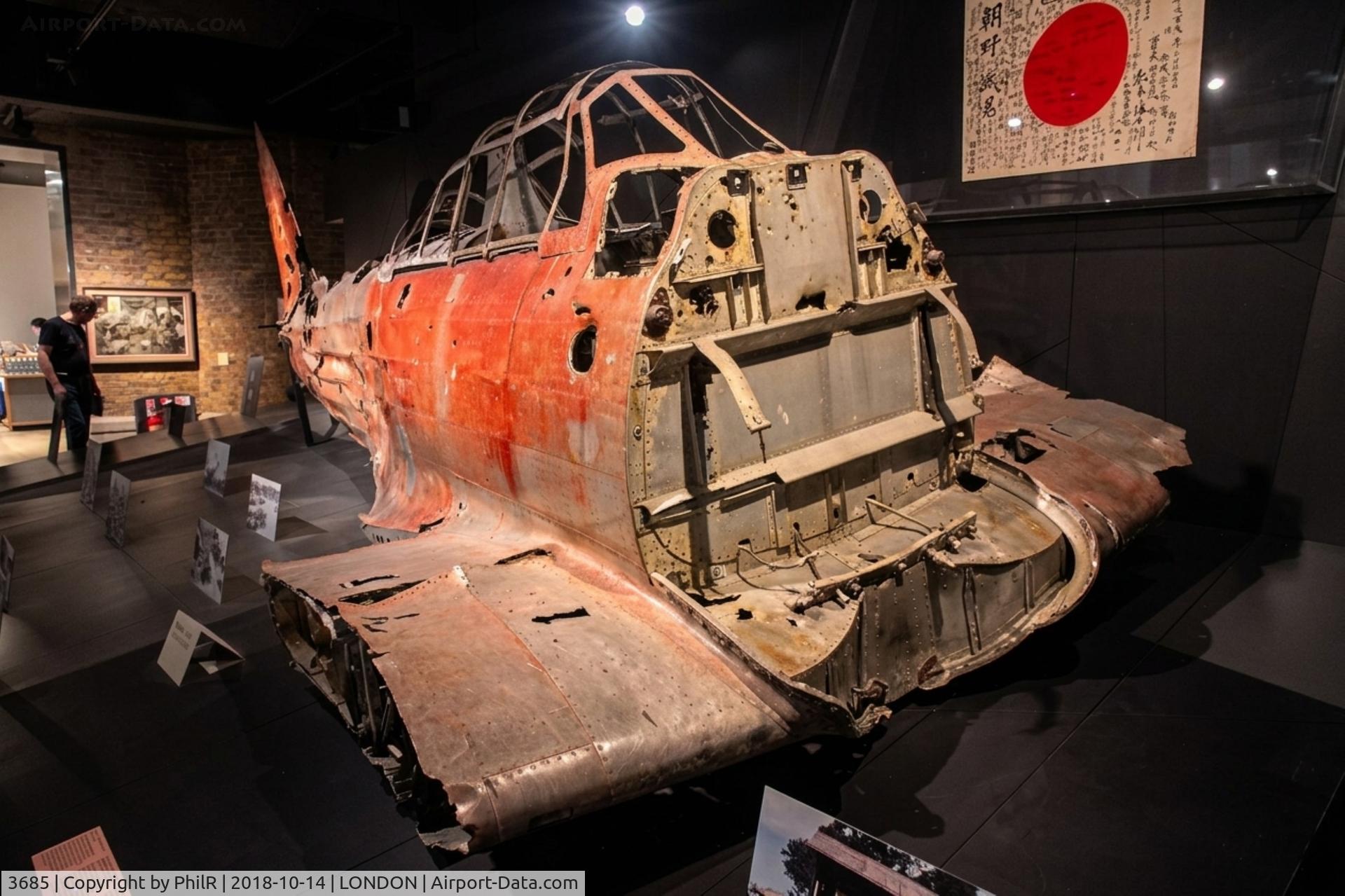 3685, 1981 Scottish Aviation Bulldog Series 120 Model 125, c/n BH120/417, 3685 1943 Mitsubishi A6M Zero wreck IJAF IWM Lambeth 