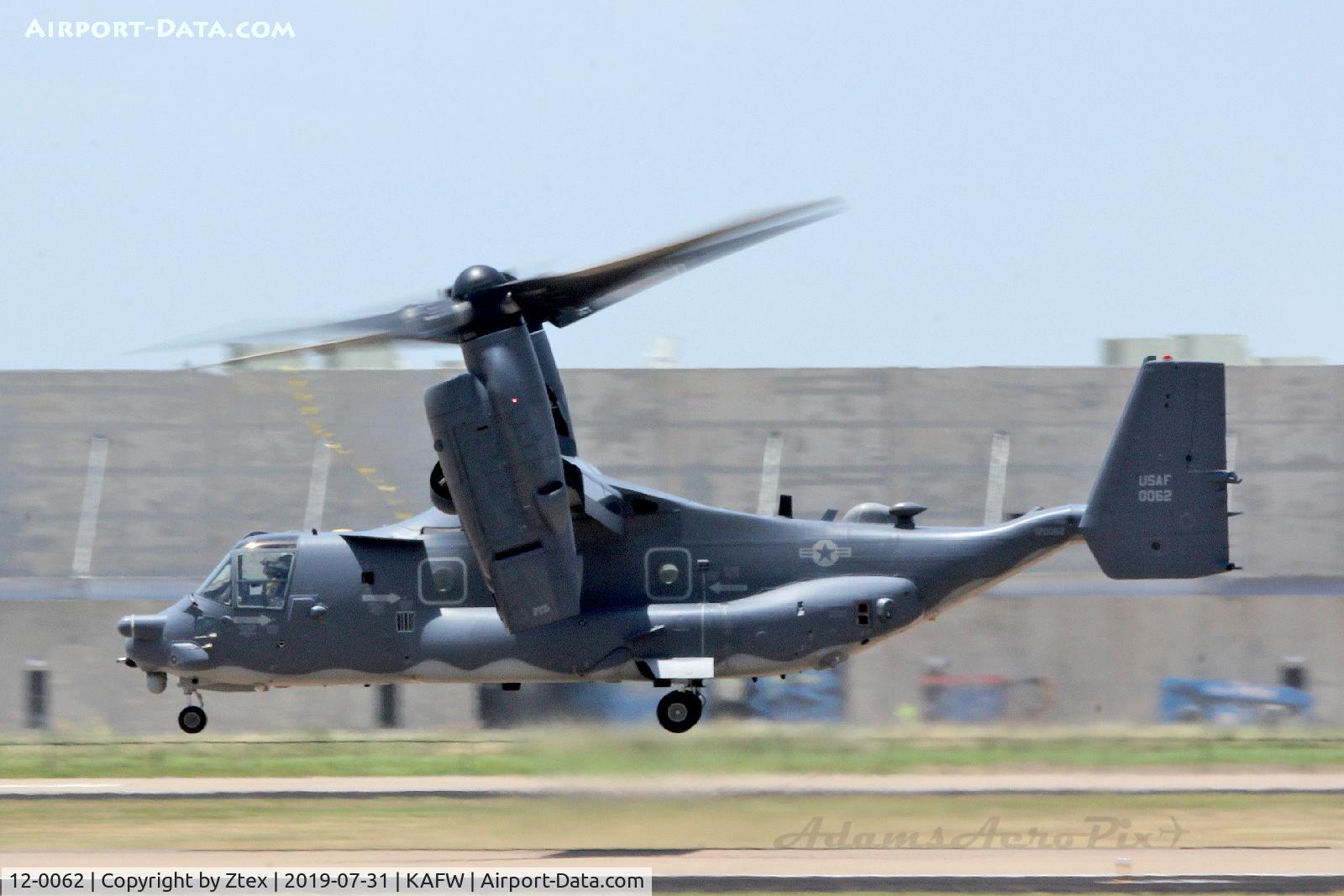 12-0062, Bell-Boeing CV-22B Osprey, c/n D1043, USAF CV-22 departing Perot Field - Fort Worth ,TX 