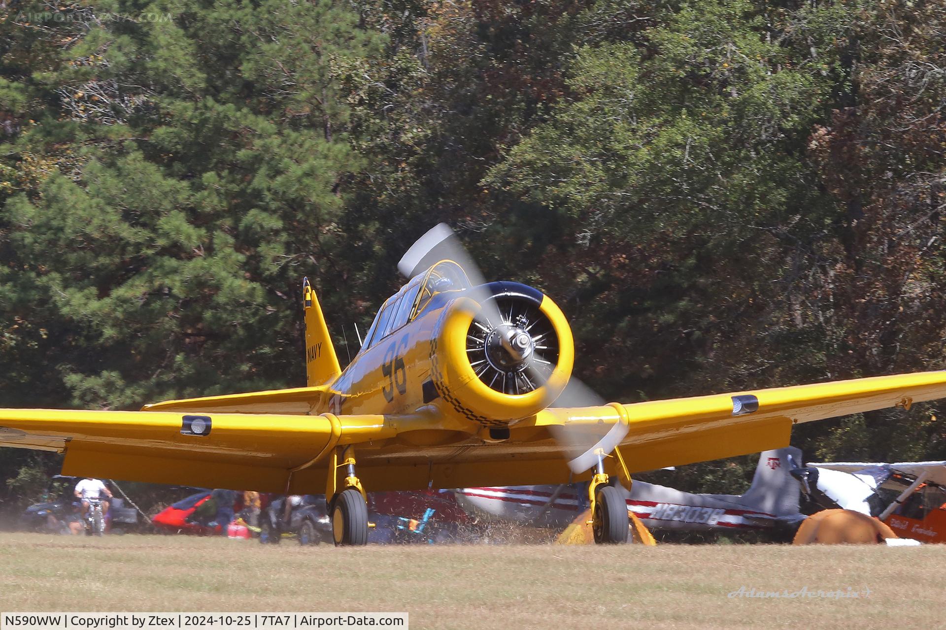 N590WW, 1959 North American SNJ-5 Texan, c/n 84839, At the 2024 Reklaw Fly-in 