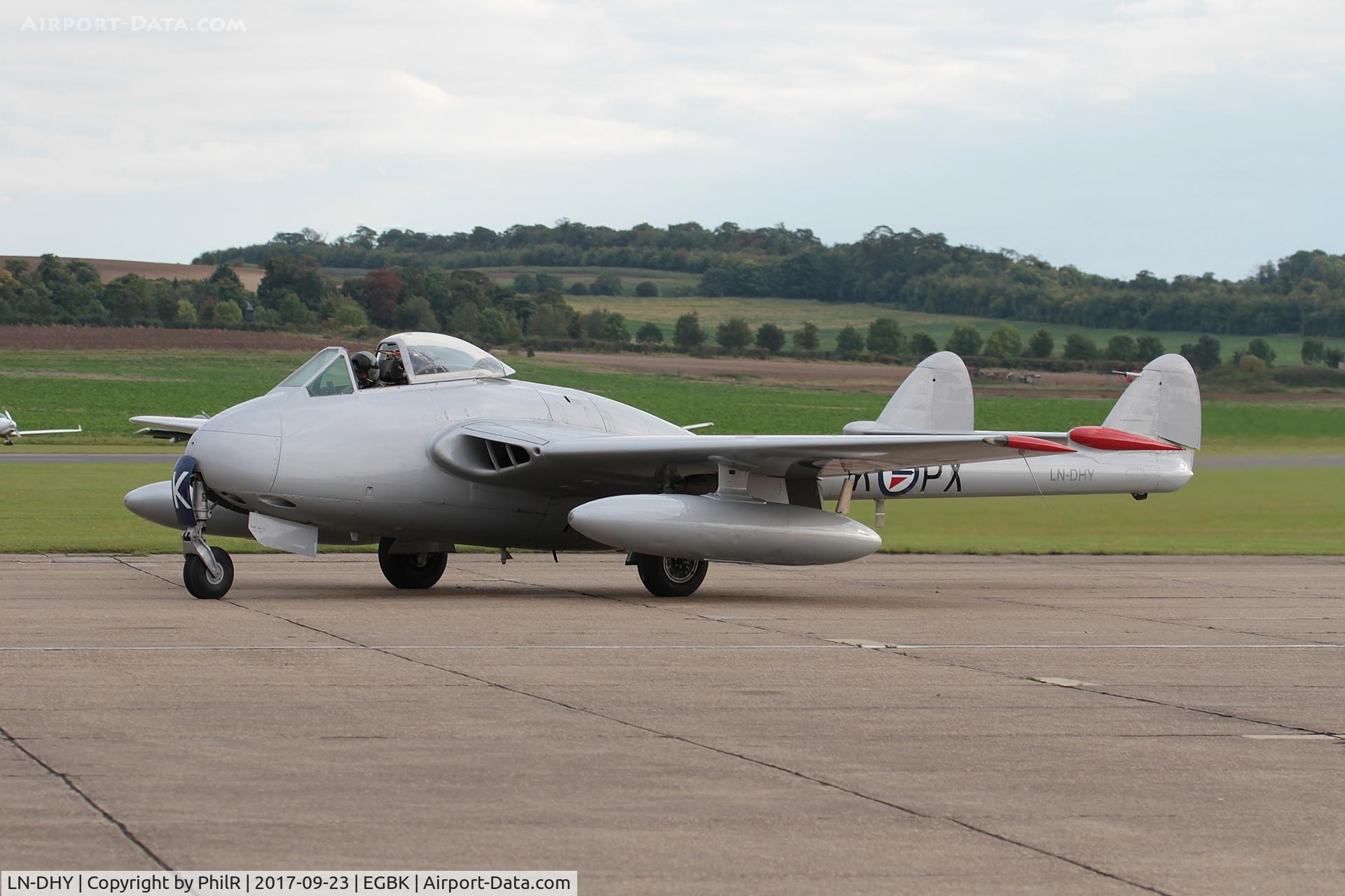 LN-DHY, 1952 De Havilland (FFA) DH-100 Vampire FB6, c/n 705, LN-DHY (J1196, SE-DXS) 1952 DH100 Vampire FB6 BoB Air Show Duxford 
