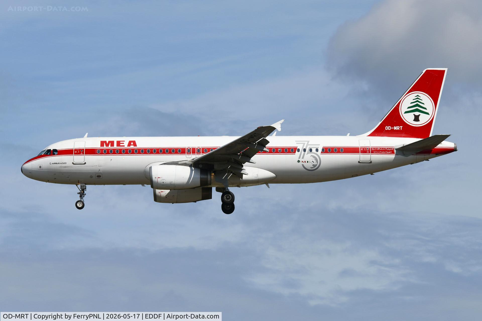 OD-MRT, 2008 Airbus A320-232, c/n 3736, Arrival of MEA A320 in retro outfit