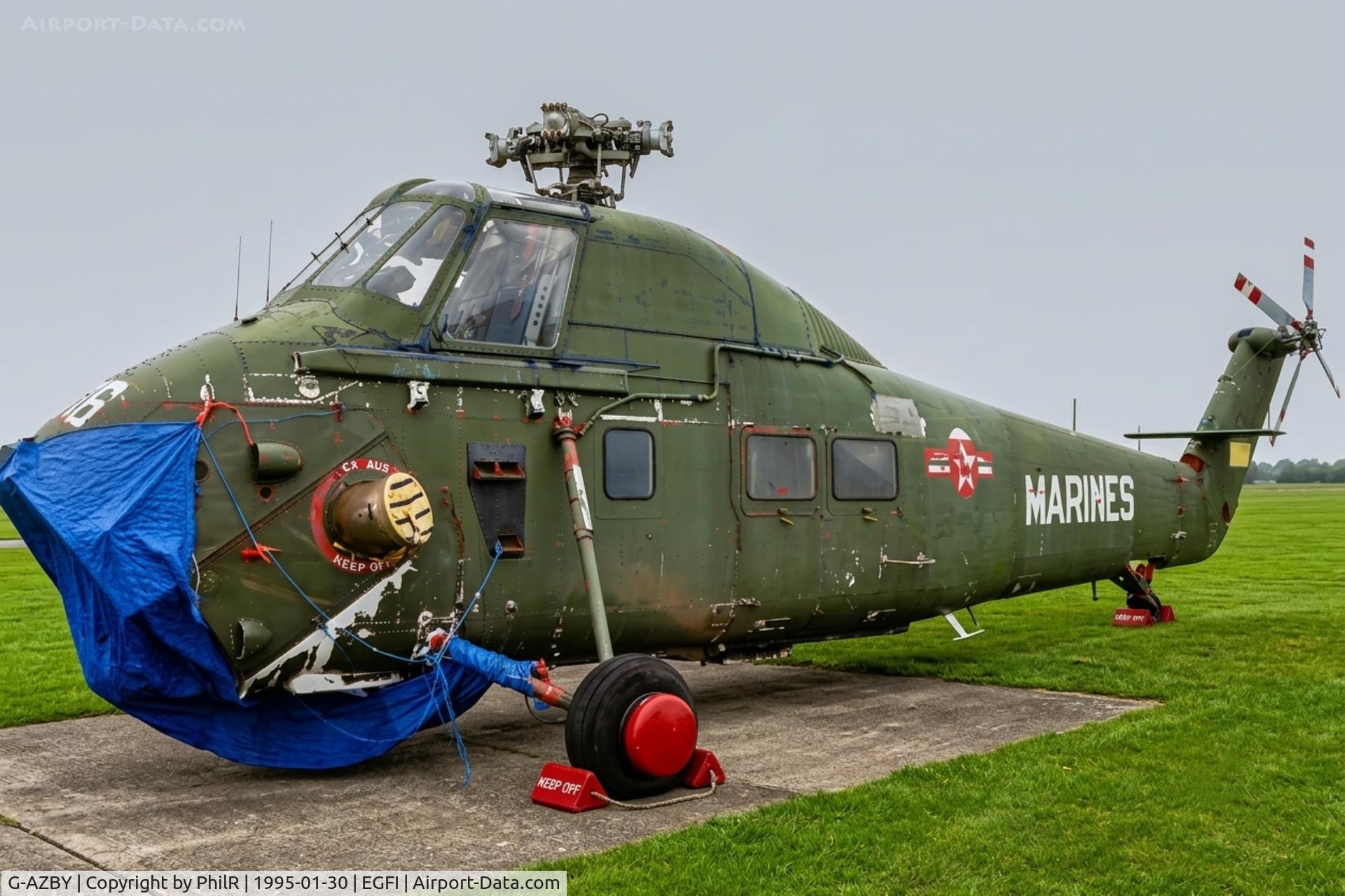 G-AZBY, 1971 Westland Wessex 60 Series 1, c/n WA740, EM-16 (G-AZBY 1971 Westland Wessex 60 Srs 1) representing Sikorsky S58 USMC in 1987 film Full Metal Jacket IHM Weston 