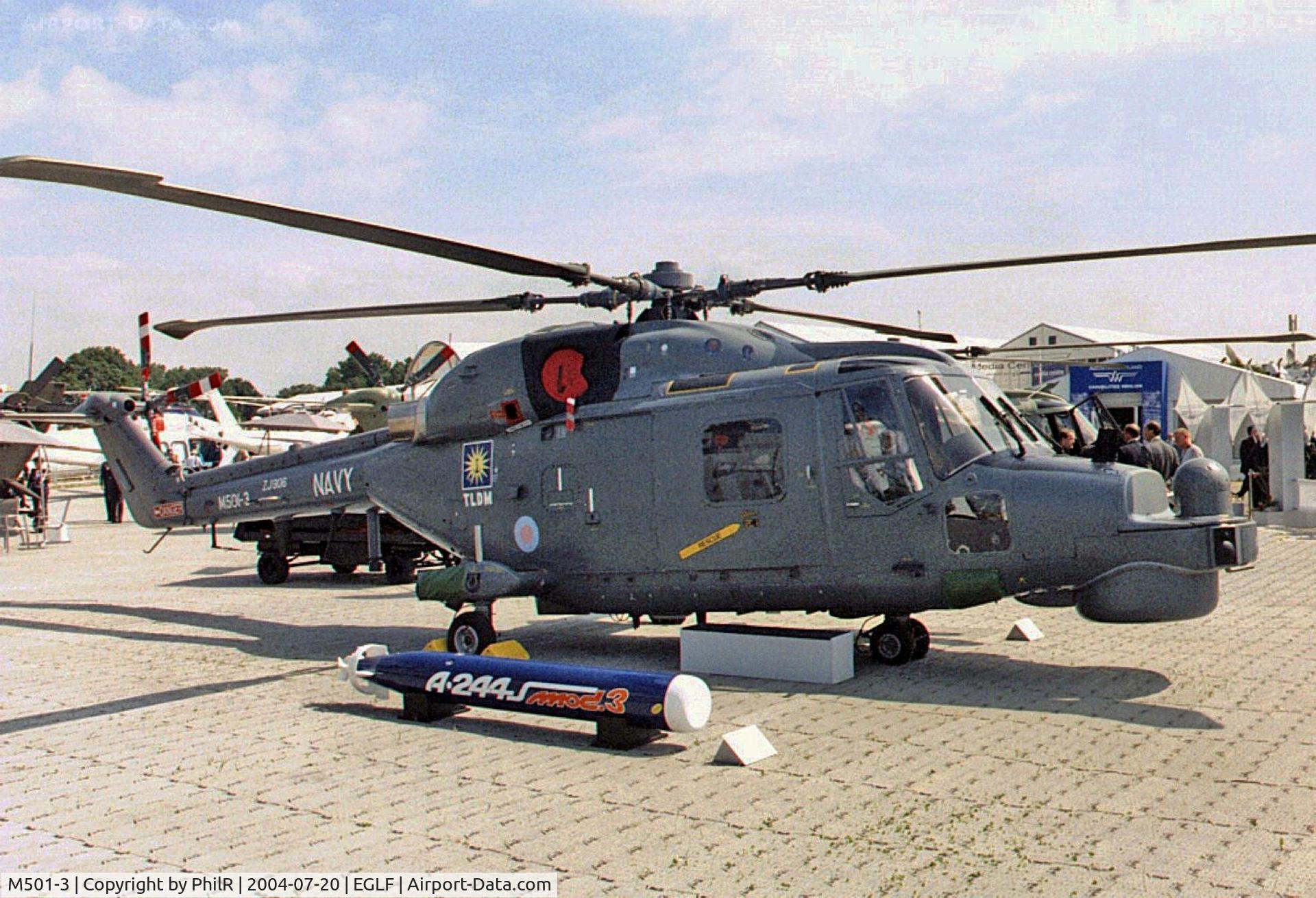 M501-3, 2003 Westland Super Lynx Mk.300, c/n 435/WG16-005, M501-3 (ZJ906) Westland Lynx Mk 100 Malayan Navy SBAC Farnborough 