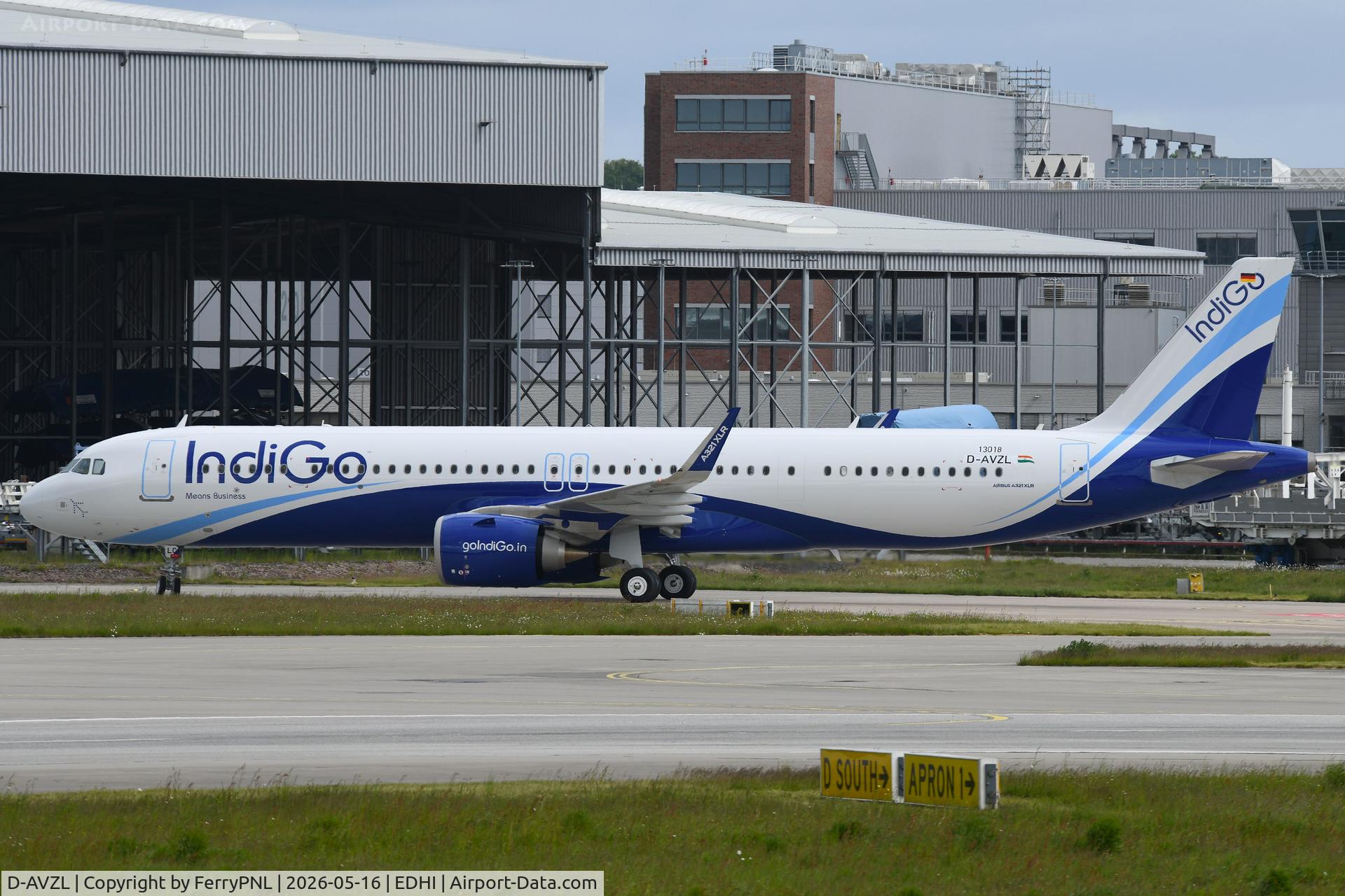 D-AVZL, 2026 Airbus A321-253NY XLR, c/n 13018, IndiGo A321N during ground tests in XFW, will become VT-NLC