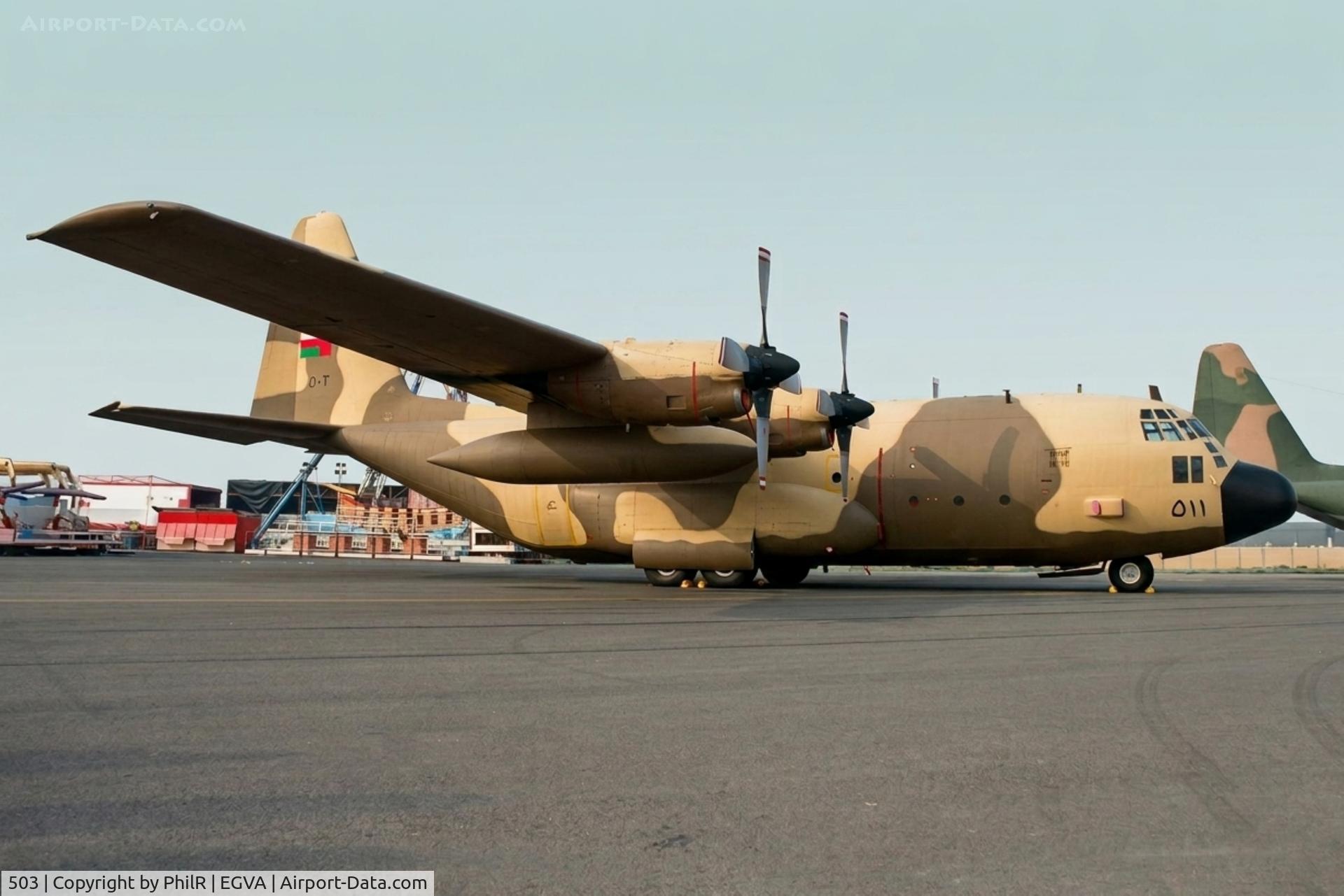 503, Lockheed C-130H Hercules, c/n 382-4948, 503 1982 Lockheed C-130H Hercules OmanAF IAT 07.94.jpg

