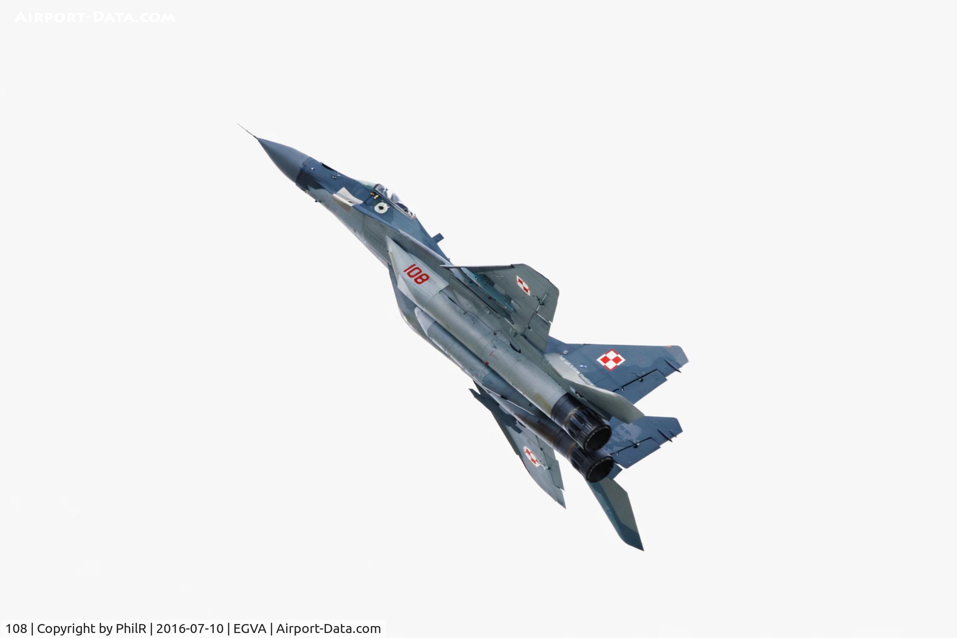 108, Mikoyan-Gurevich MiG-29A, c/n 31239, 108 Mig 29A Fulcrum PolAF RIAT 
