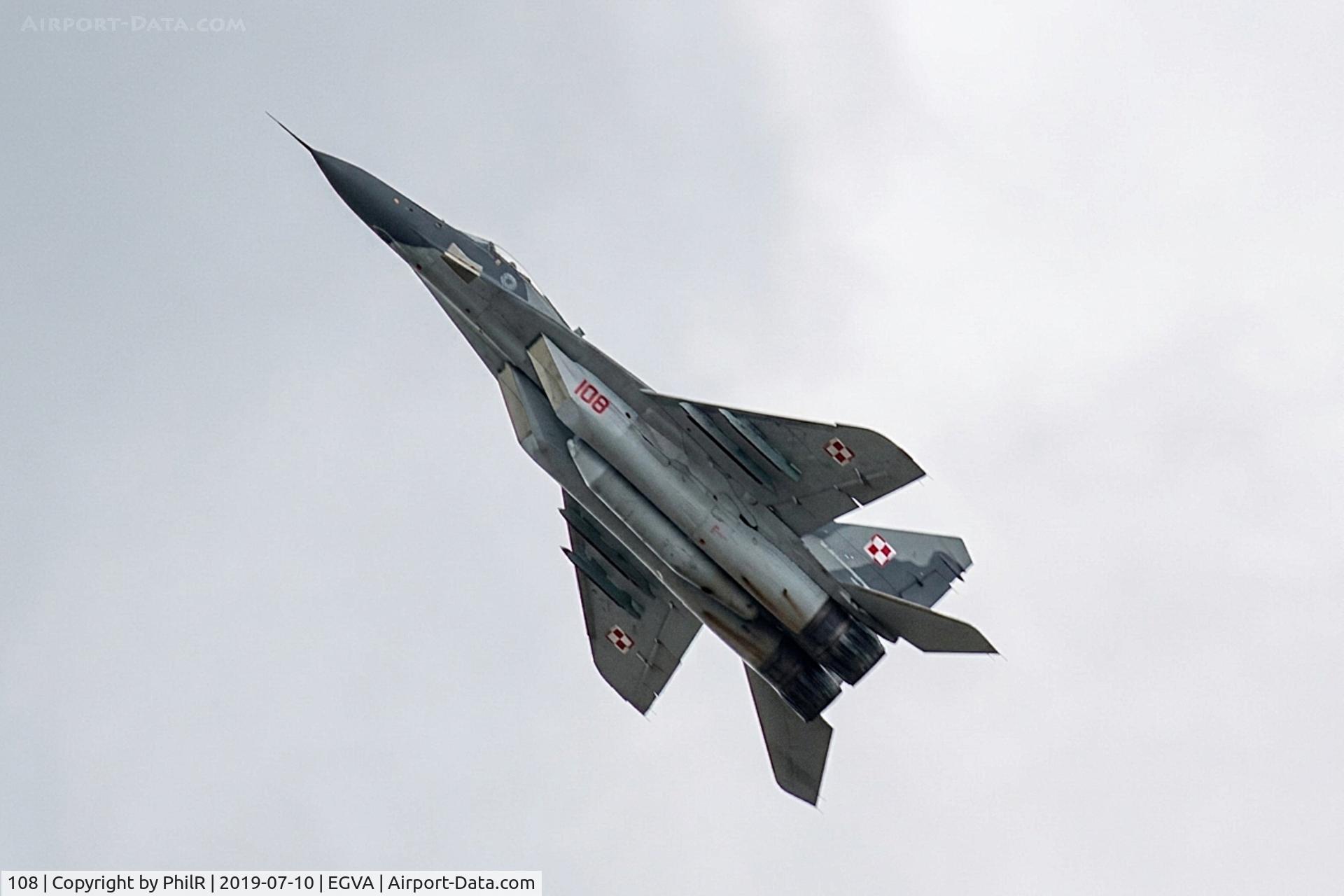 108, 1990 Mikoyan-Gurevich MiG-29A, c/n 2960535108, 108 Mig 29A Fulcrum PolAF RIAT 