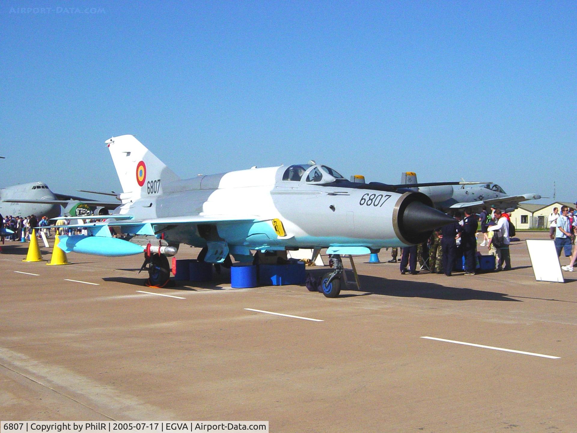 6807, Mikoyan-Gurevich MiG-21MF-75 Lancer C, c/n 96006807/0523, 6807 Mig-21 LancerR-A RoMAF RIAT 
