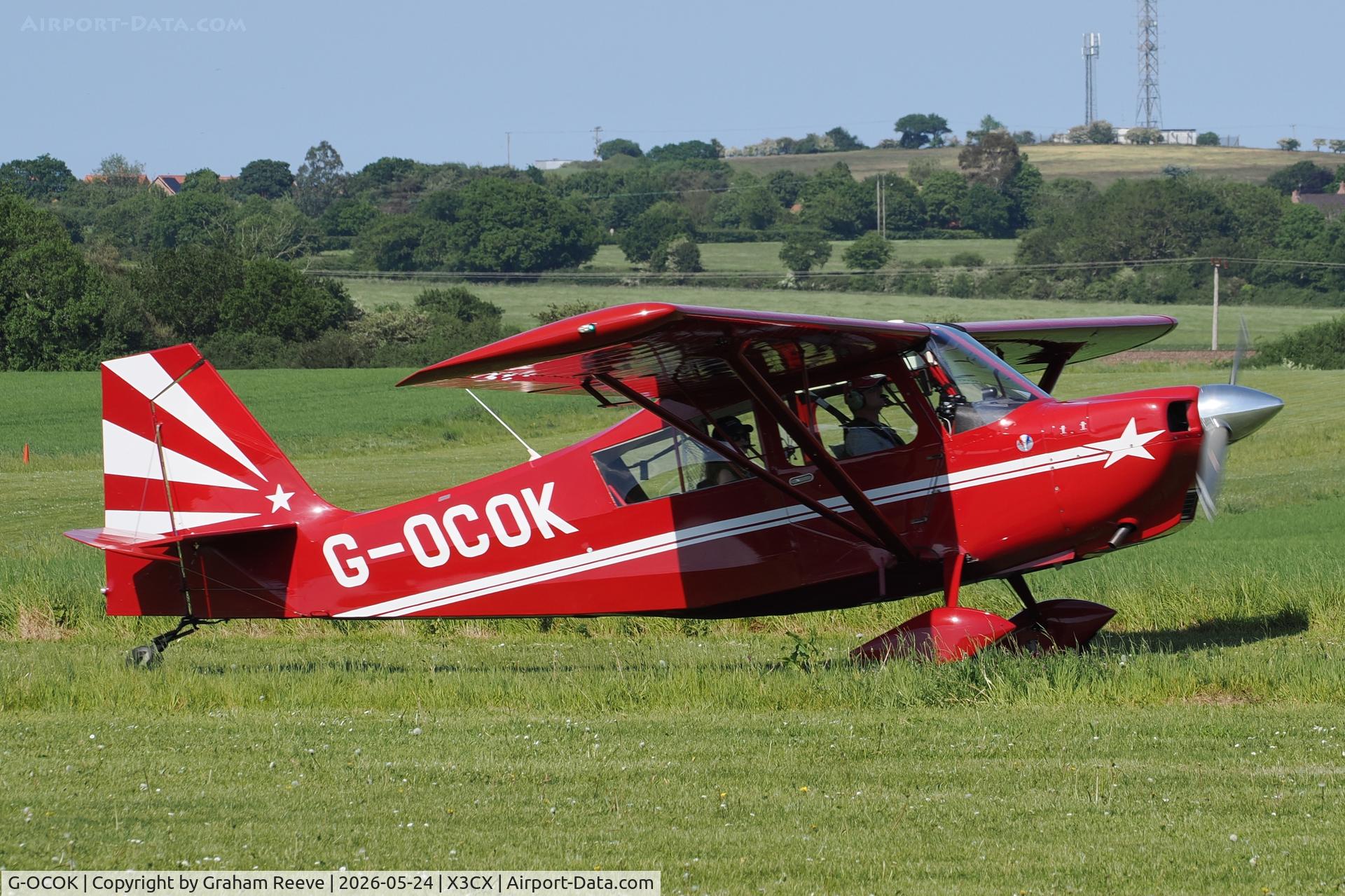 G-OCOK, 1999 American Champion 8KCAB Decathlon, c/n 825-99, Just landed at Northrepps.