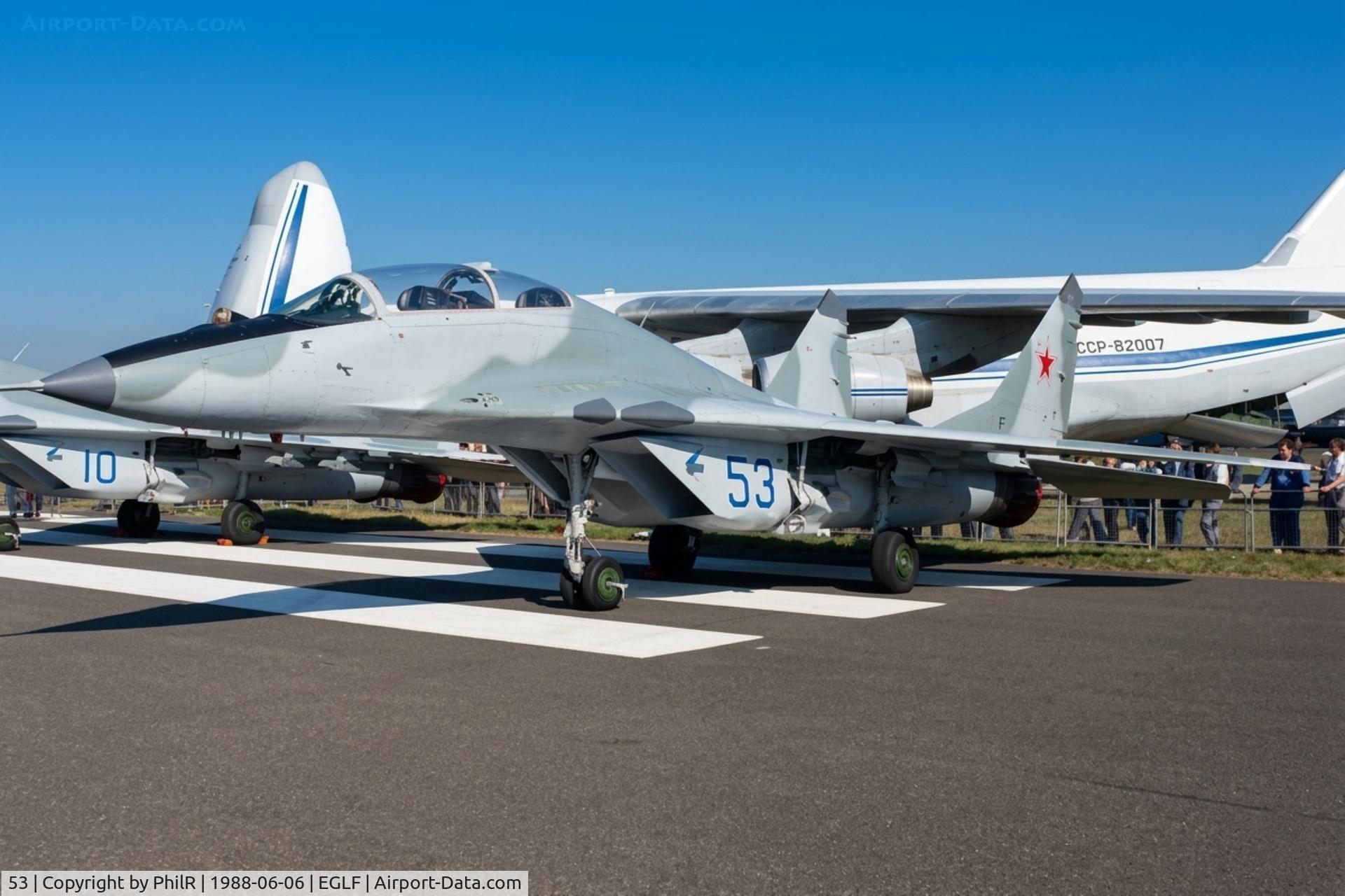 53, Mikoyan-Gurevich MiG-29, c/n 2960516766, 53 Mig 29 Fulcrum SovAF SBAC