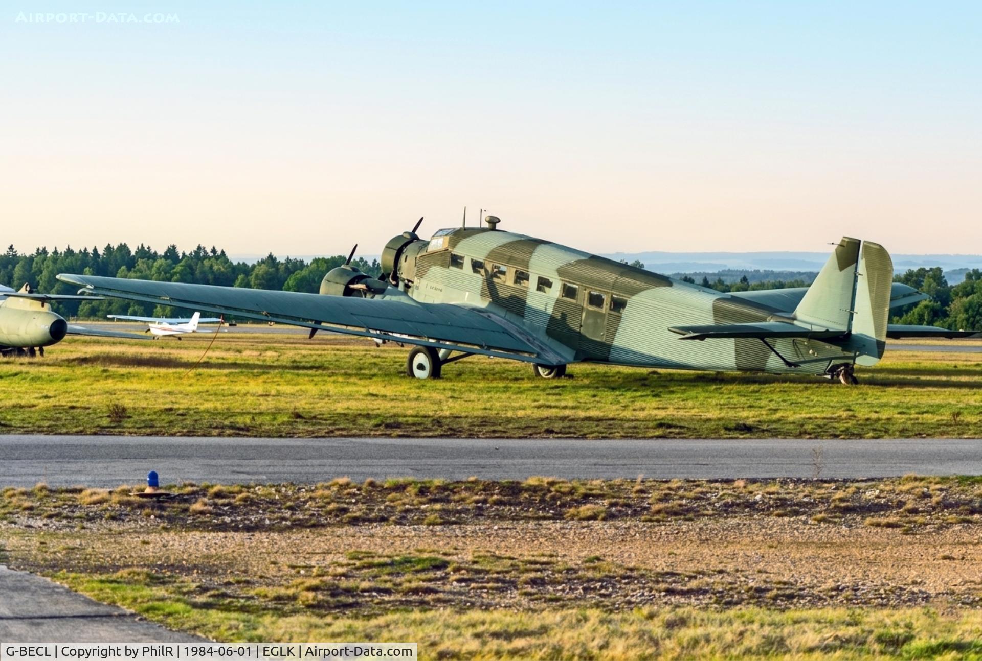 G-BECL, 1952 Junkers (CASA) 352L (Ju-52), c/n 103, G-BECL (T.2B-212) CASA 325L ex Spanish Air Force Blackbush 1984.jpg
