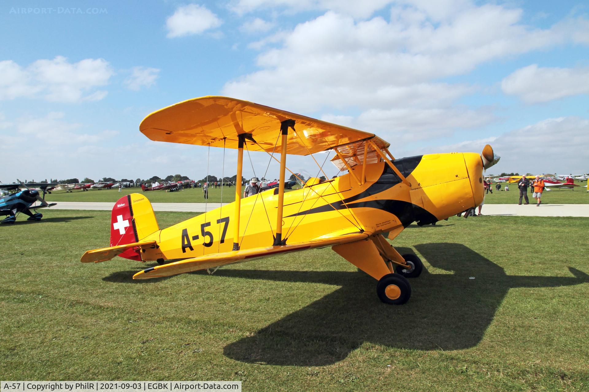 A-57, 1938 Bucker Bu-131APM Jungmann, c/n 70, A-57 (G-BECT) 1957 CASA 1-131E Series 2000 Jungmann LAA Rally Sywell 
