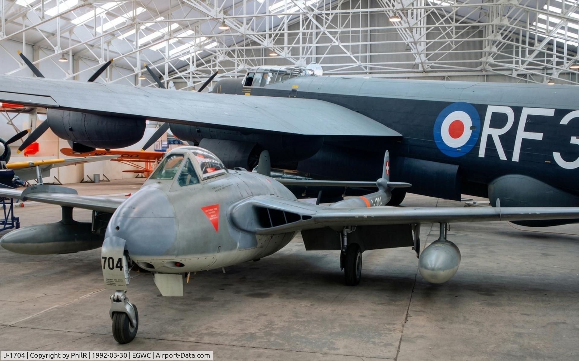 J-1704, 1956 De Havilland (F+W Emmen) DH-112 Venom FB.54, c/n 874, J-1704 1956 DH112 Venom FB54 SwissAF Cosford
