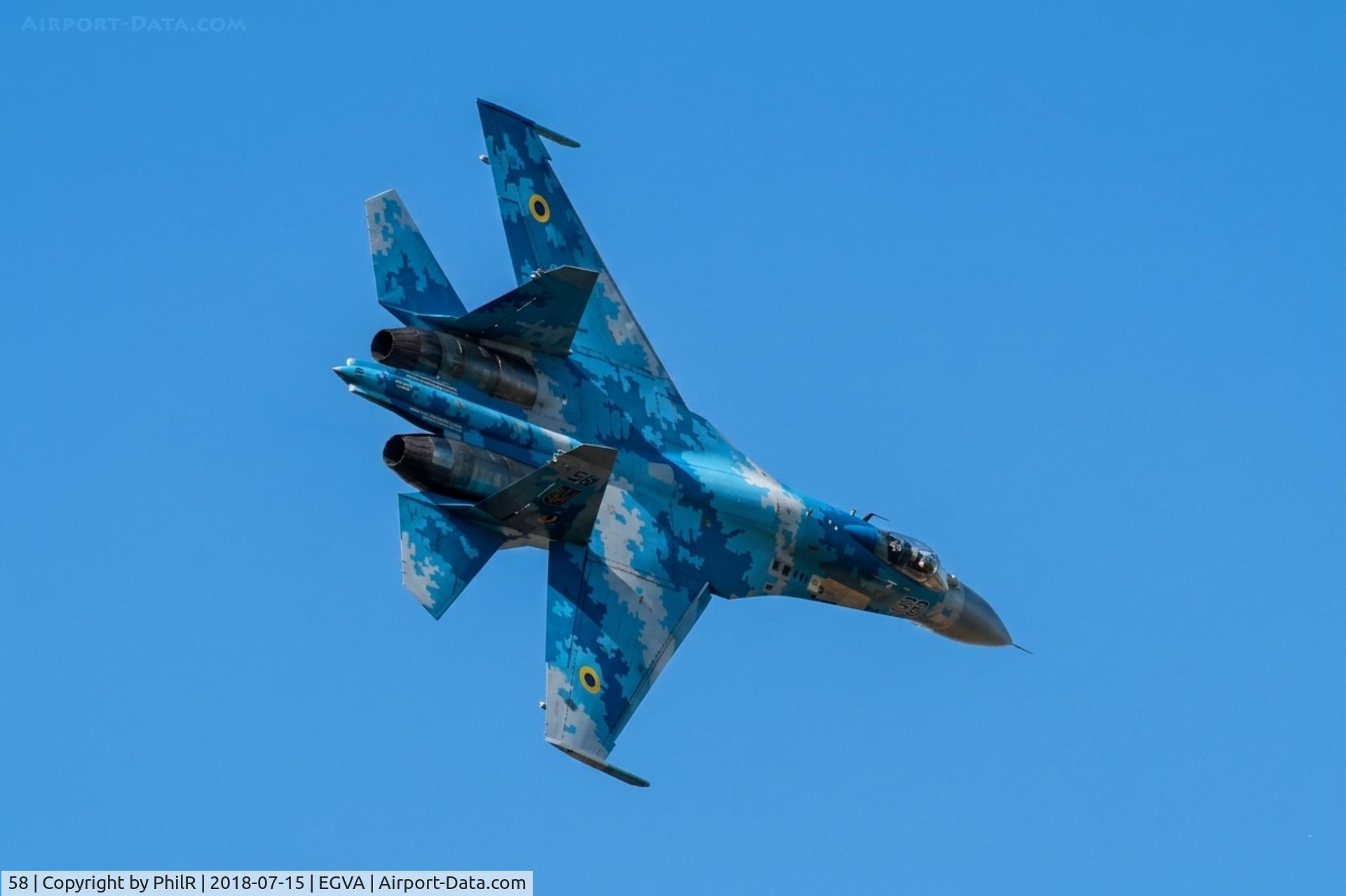 58, 1991 Sukhoi Su-27P Flanker B, c/n 36911035612, 58 Sukhoi Su-27P Flanker UkrainianAF RIAT Fairford 
