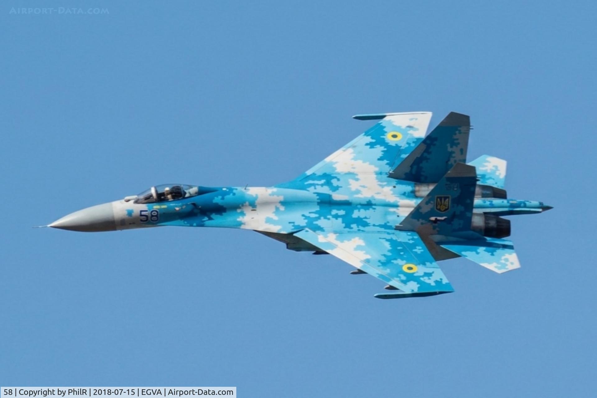 58, 1991 Sukhoi Su-27P Flanker B, c/n 36911035612, 58 Sukhoi Su-27P Flanker UkrainianAF RIAT Fairford 
