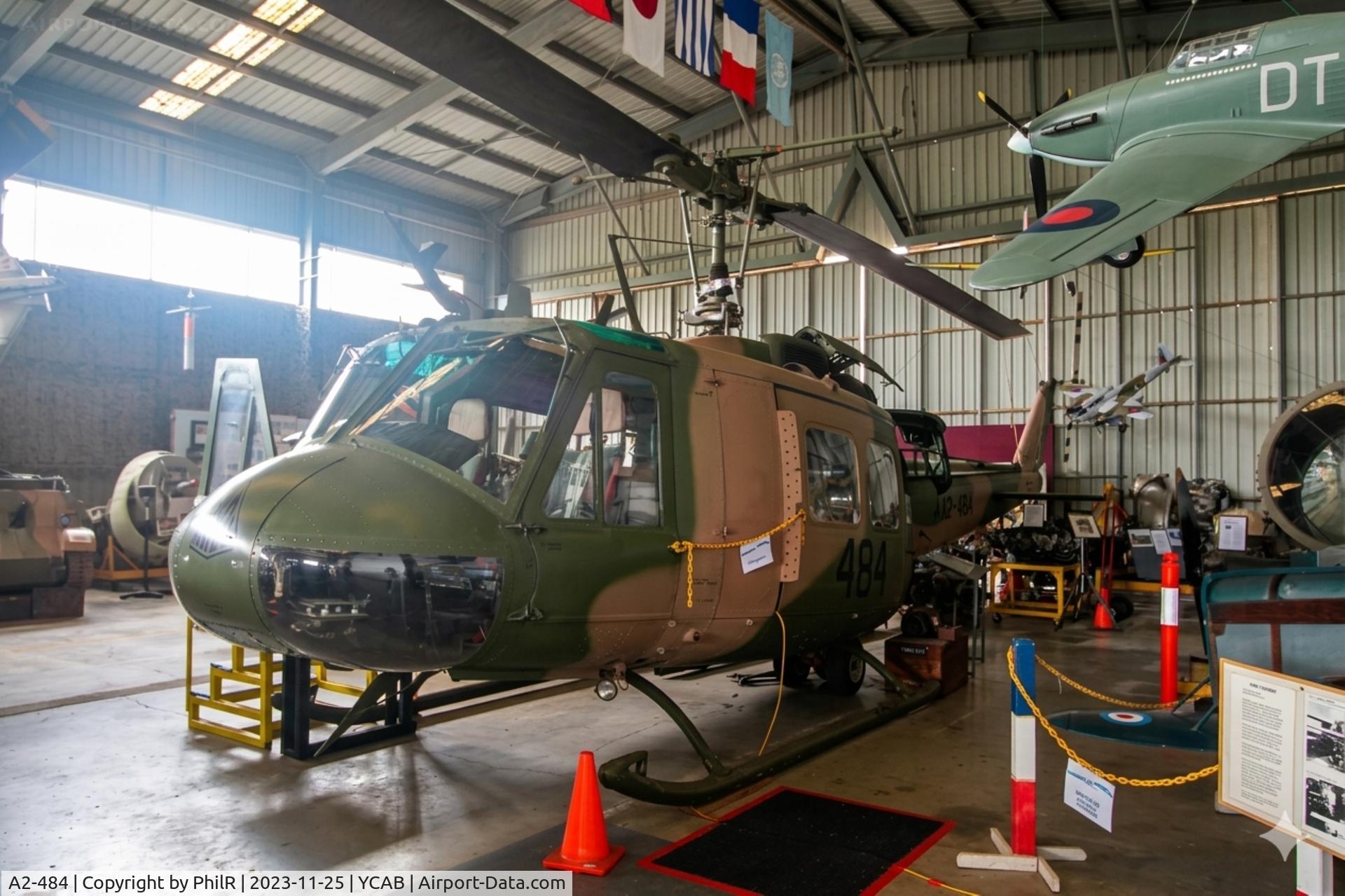 A2-484, 1969 Bell UH-1H Iroquois, c/n 11772, A2-484 (69-15484) 1969 Bell UH1H Iroquois Warplane & Flight Heritage Museum Caboolture 
