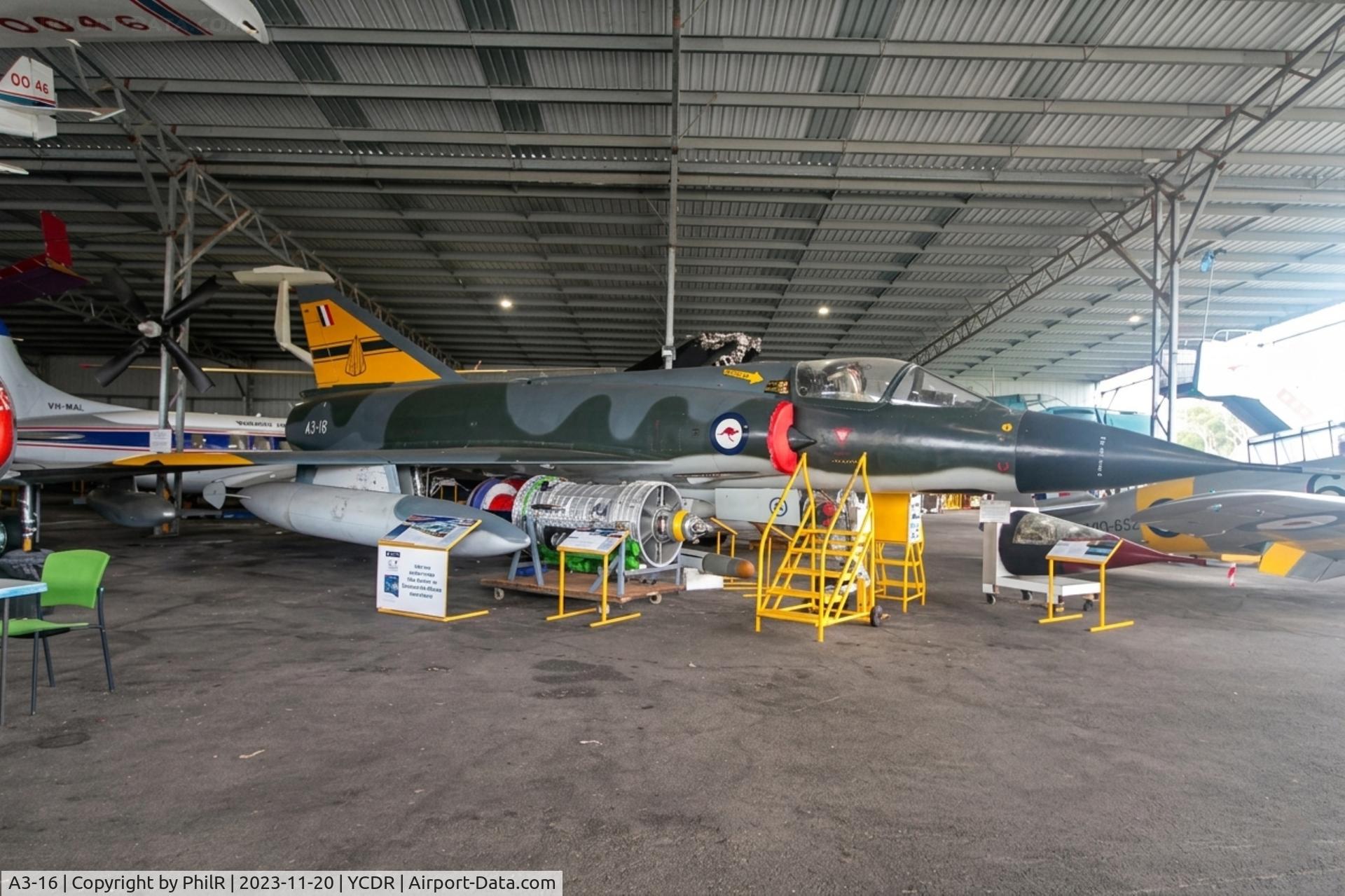 A3-16, Dassault Mirage IIIO, c/n 29-16, A3-16 1965 GAF Mirage IIIO(FA) QAM Caloundra
