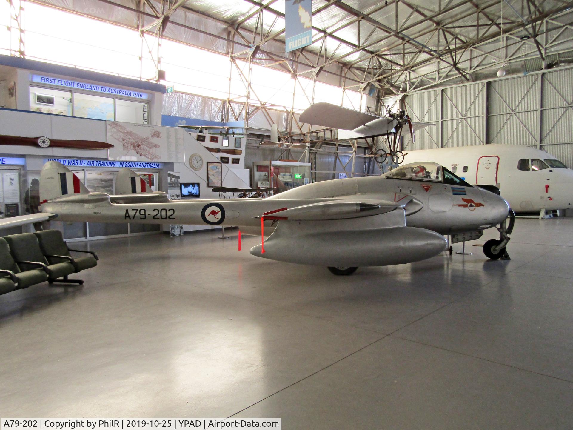 A79-202, De Havilland Australia DH-100 Vampire FB.31, c/n DHA4039, A79-202 1951 DH-100 Vampire FB.31 RAAF SAAM Port Adelaide 
