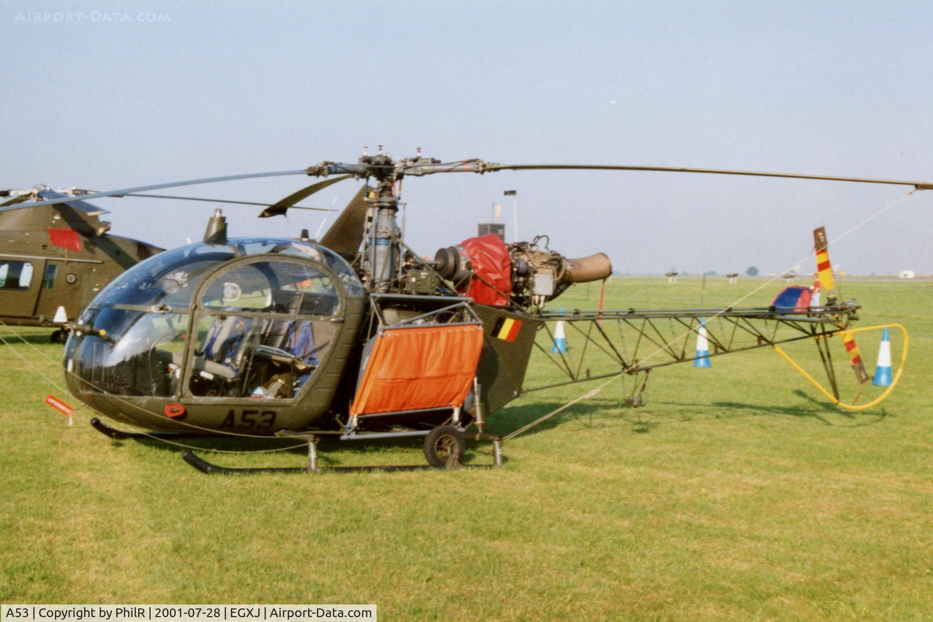 A53, Sud Aviation SA-318C Alouette II, c/n 1995/622C-A72, A53 1967 Sud SA318C Alouette 3 Belgian Army RIAT Cottesmore 
