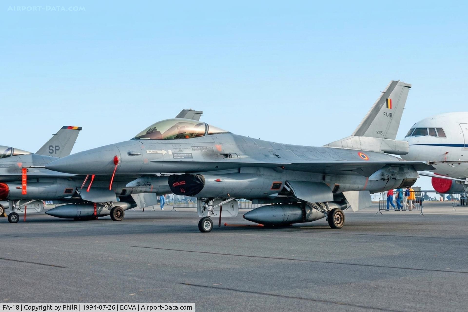 FA-18, 1980 SABCA F-16A Fighting Falcon, c/n 6H-18, FA-18 1980 GD F-16A Fighting Falcon BelgAF IAT 