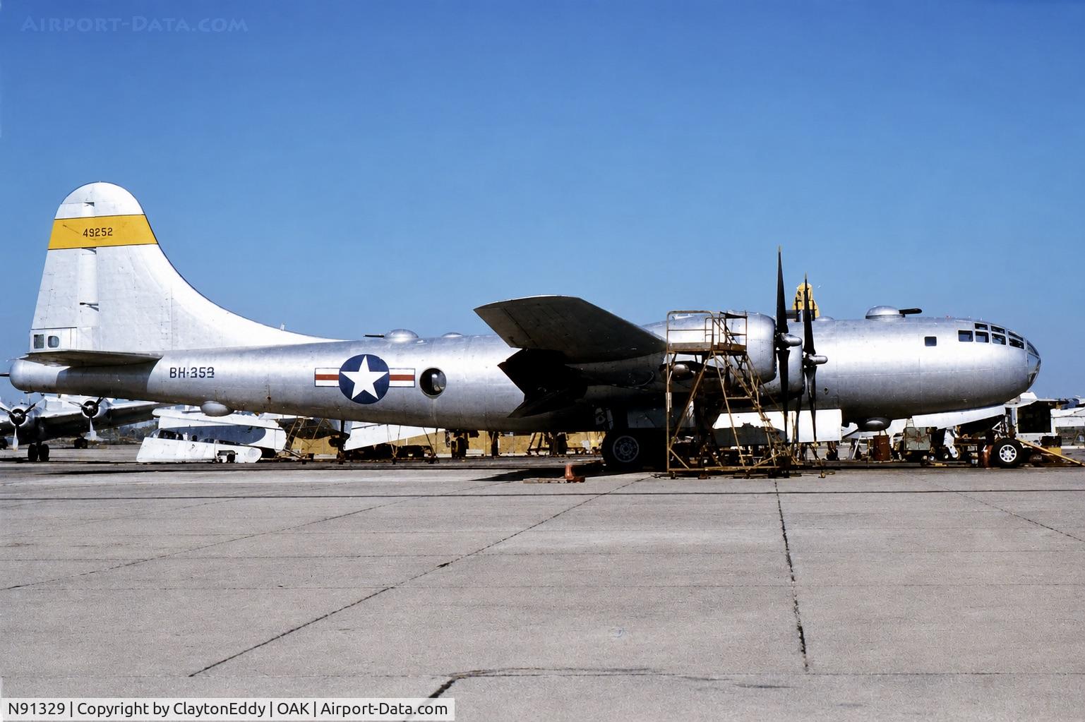 N91329, 1945 Boeing B-29A Superfortress, c/n 13681 (45-21787), North Field Oakland airport in California 1970's?