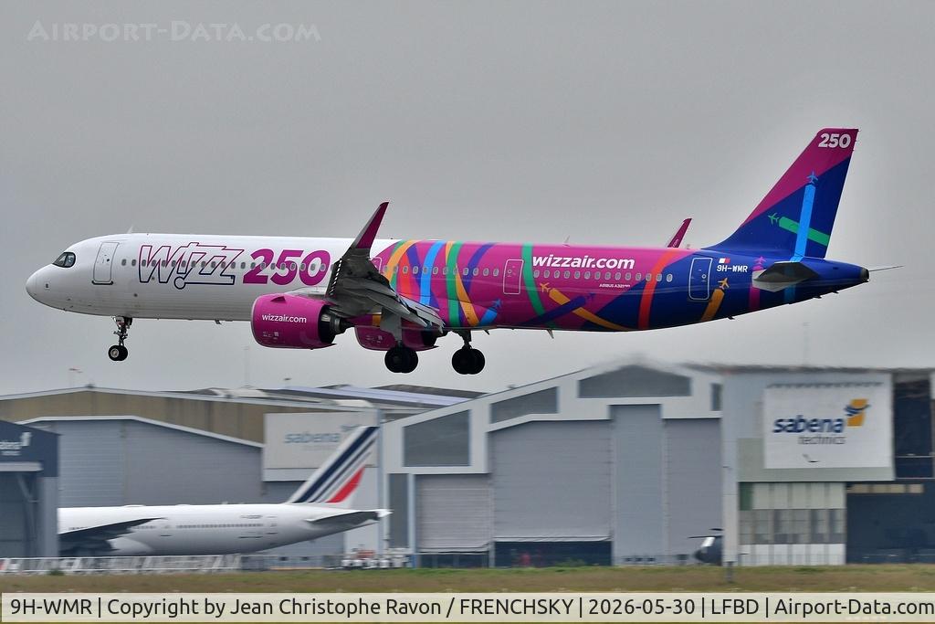 9H-WMR, Airbus A321-271 NX, c/n 12932, Rome (FCO)	Bordeaux (BOD)	W46199 /  Wizz Air (250th Aircraft Livery)