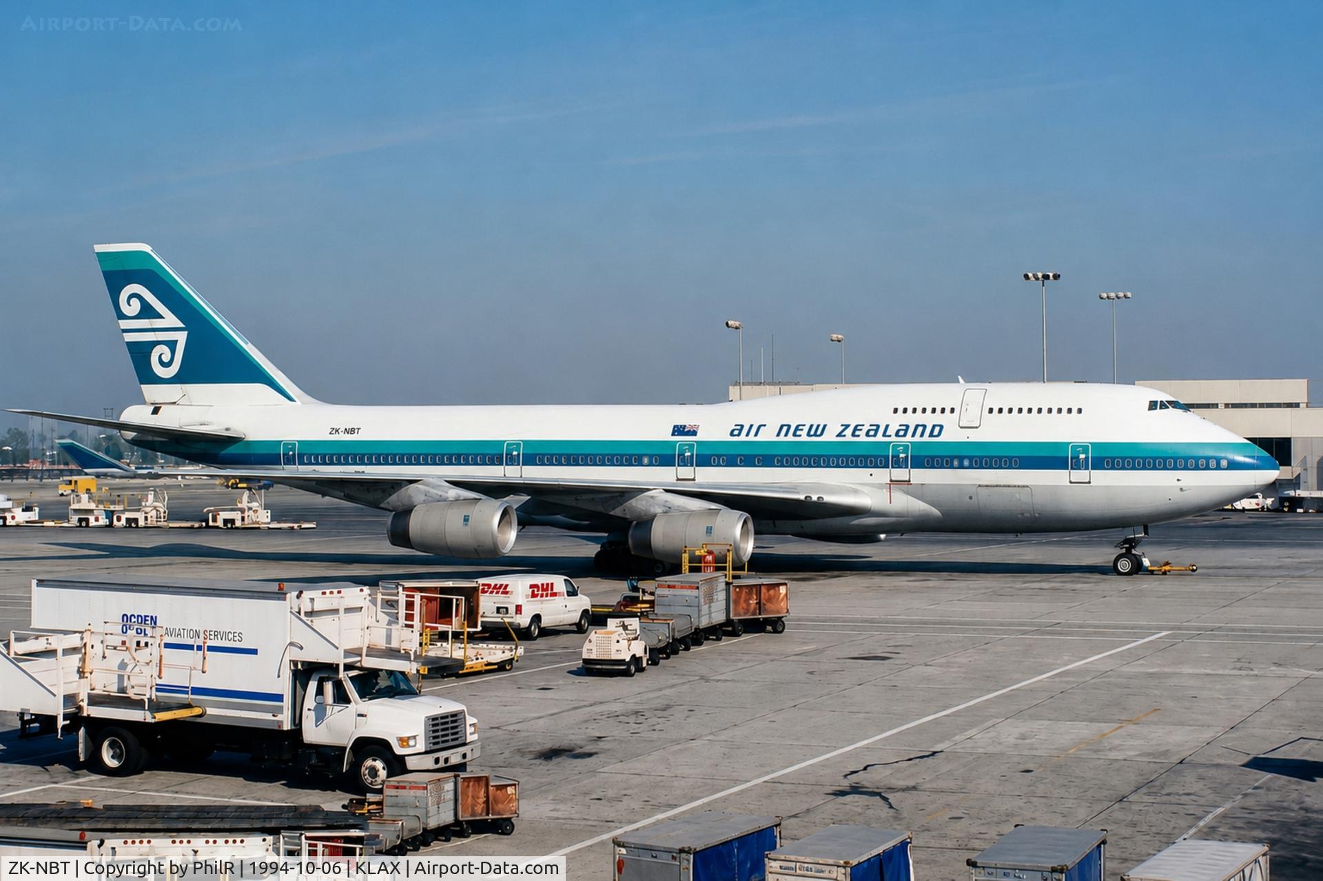 ZK-NBT, 1990 Boeing 747-419, c/n 24855, ZK-NBT 1990 B747-419 Air New Zealand LAX 
