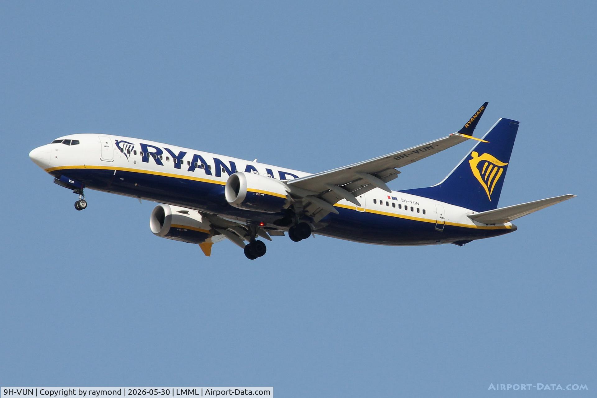 9H-VUN, 2021 Boeing 737-8-200 MAX, c/n 65886 l/n 8130, Boeing 737-8200 MAX reg 9H-VUN of Malta Air approaching RW13 Malta.