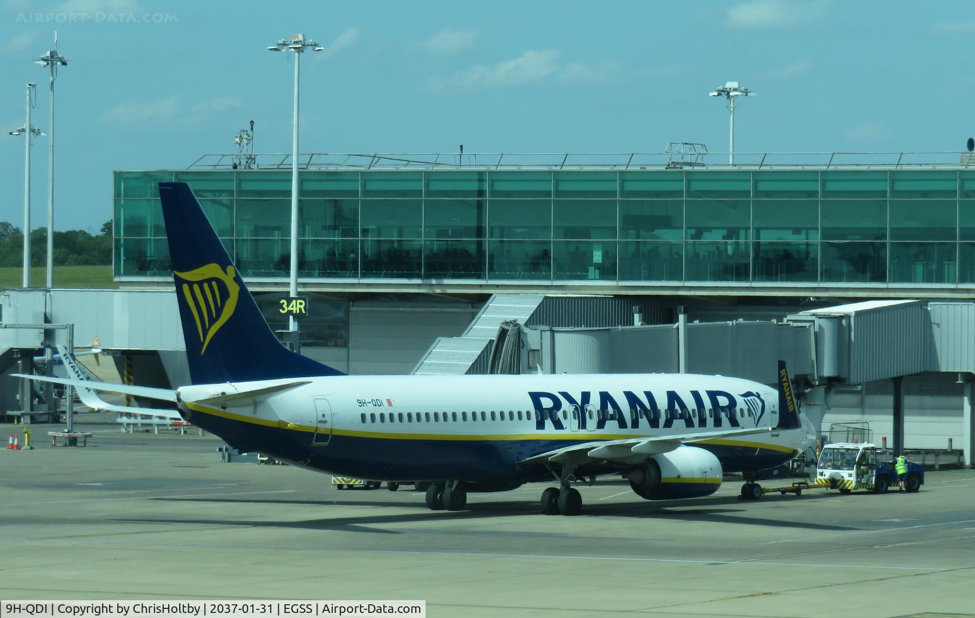 9H-QDI, 2016 Boeing 737-8AS, c/n 44758 l/n 6165, Parked at gate at Stansted Airport